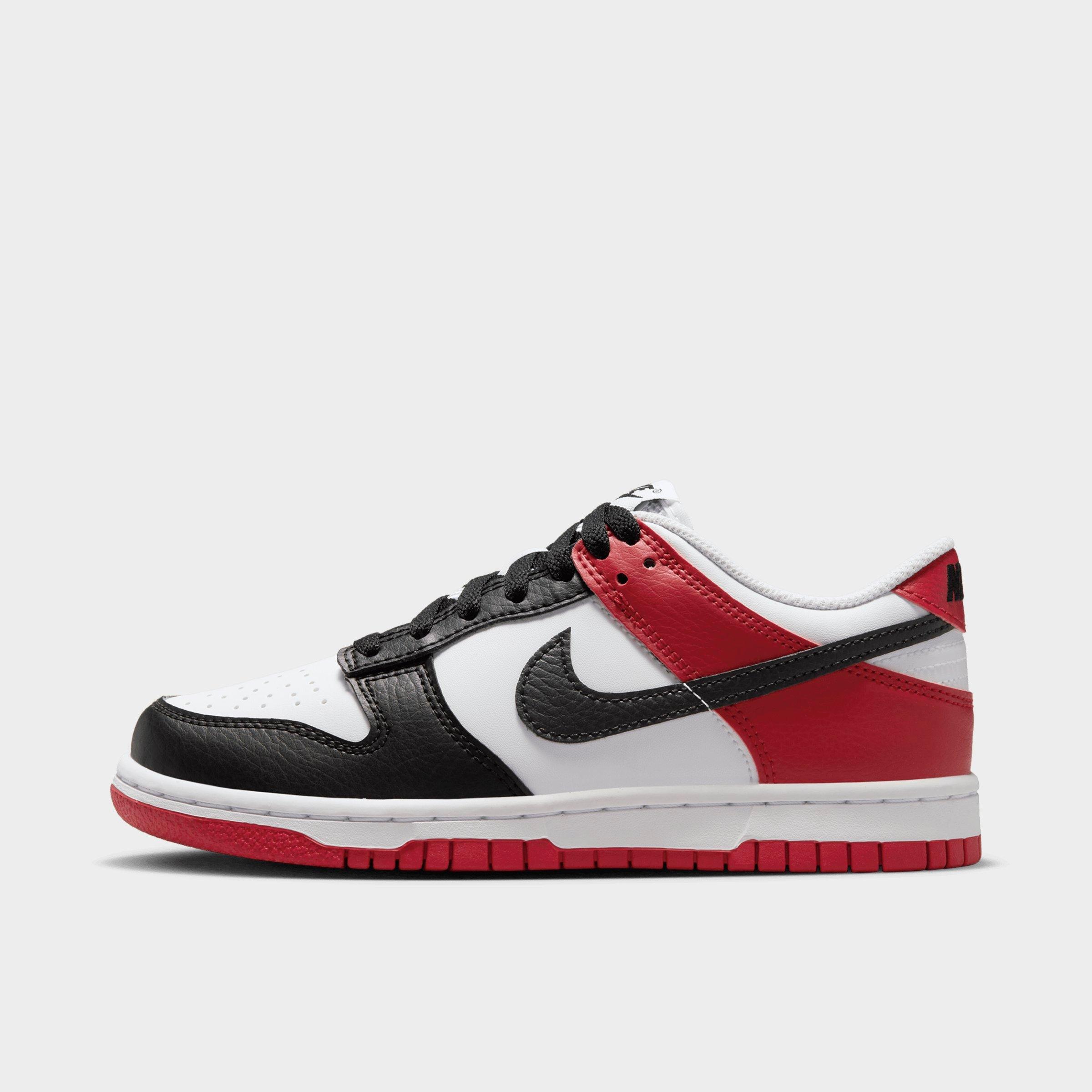 Nike Big Kids Dunk Low Casual Shoes in Gym Red/Black/White Size: 6.5