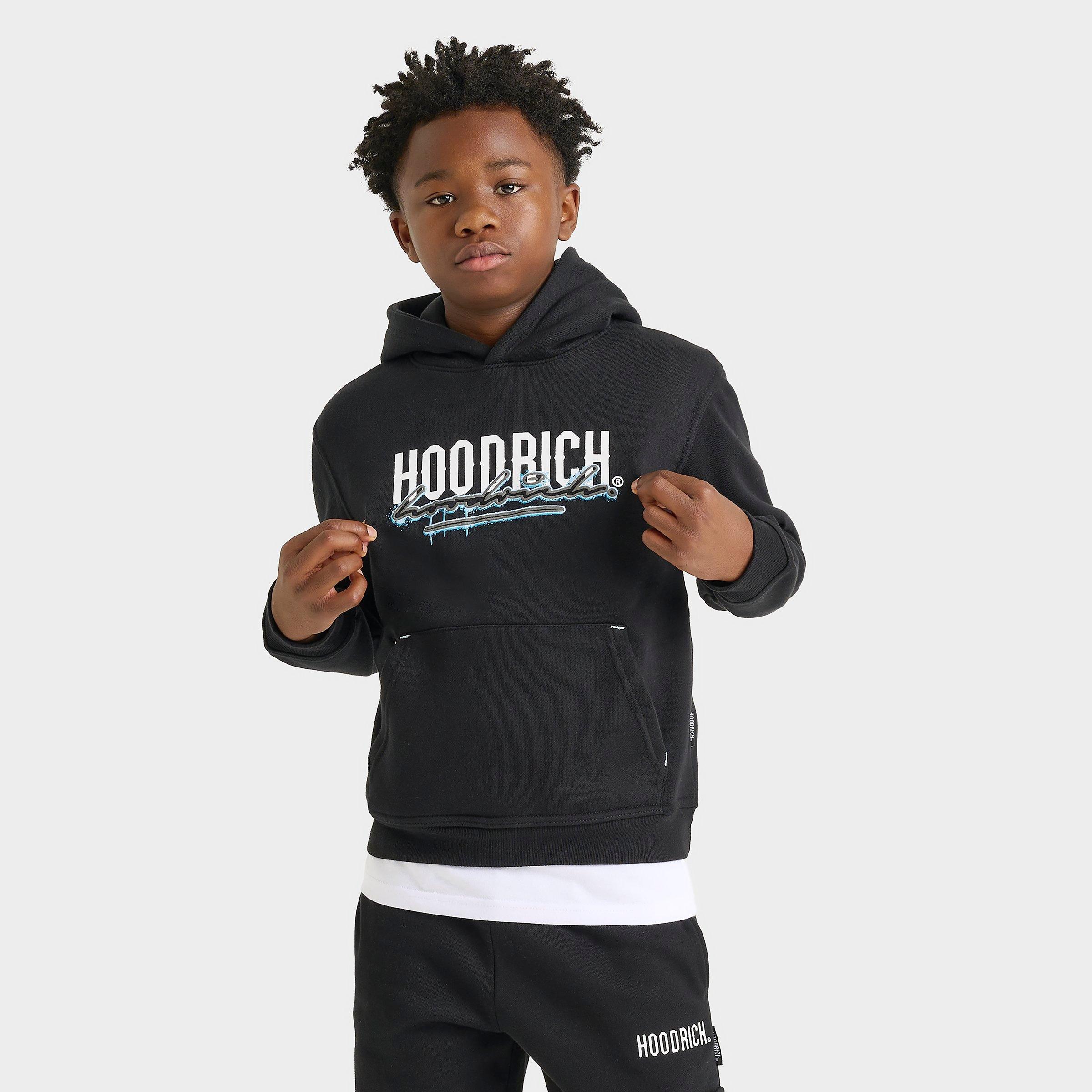 Hoodrich Kids' Splatter Pullover Hoodie in Black/Black Size Medium Cotton/Polyester/Canvas