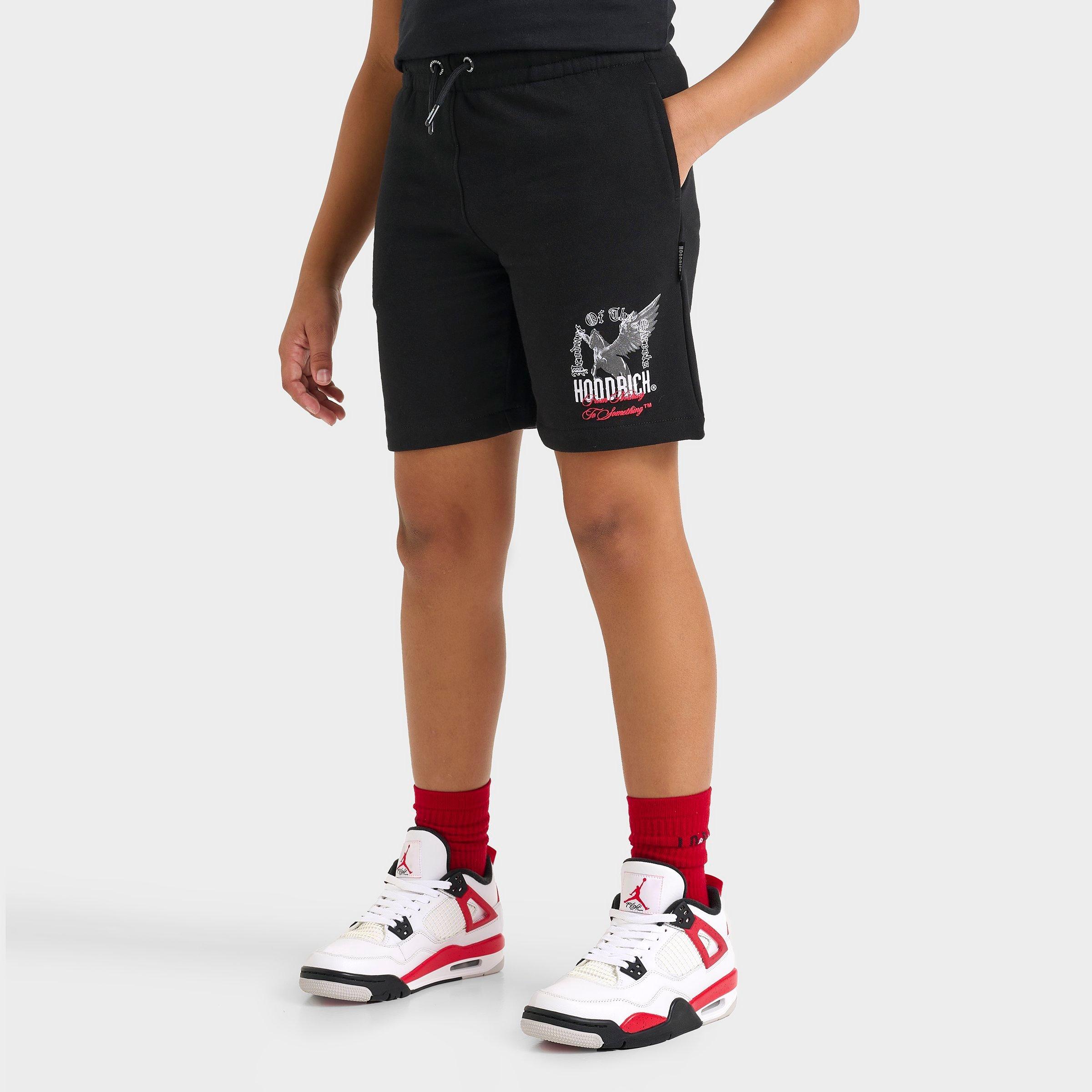 Hoodrich Kids' Pegasus Shorts in Black/Black Size Medium Fleece