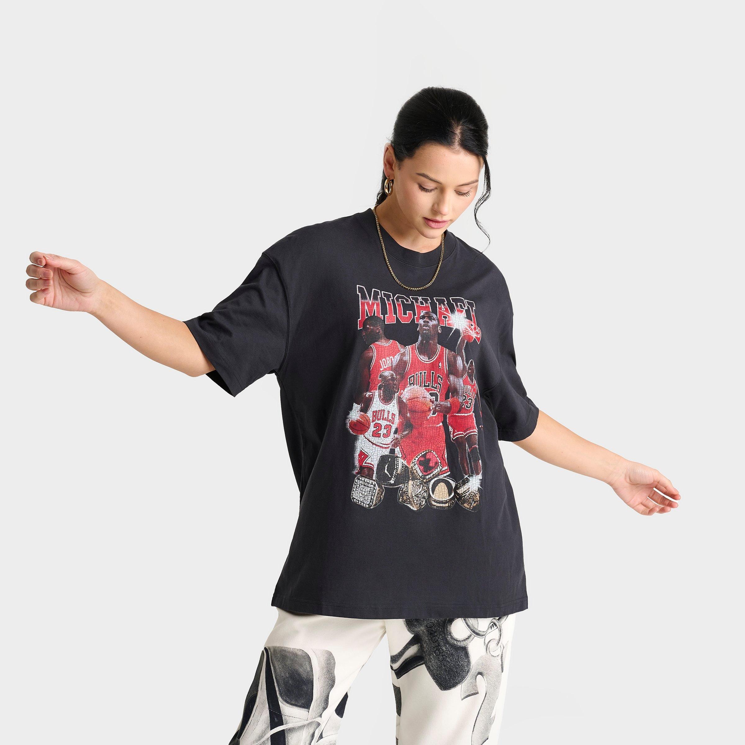 Jordan Women's Mixtape Oversized Graphic T-Shirt in Black/Off Noir Size Large 100% Cotton