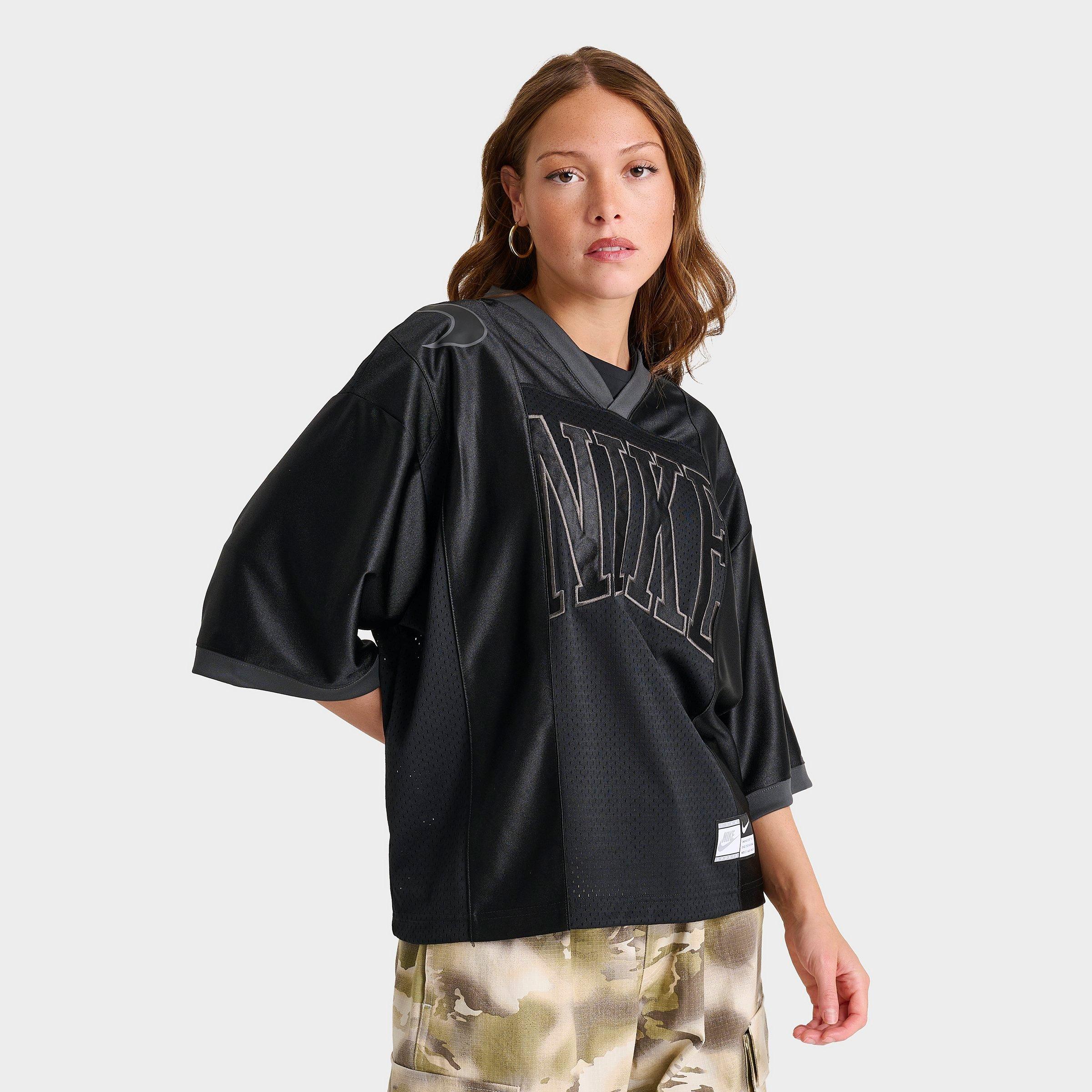 Nike Women's Sportswear Street Oversized Graphic Jersey in BLACK/ANTHRACITE Size: XS