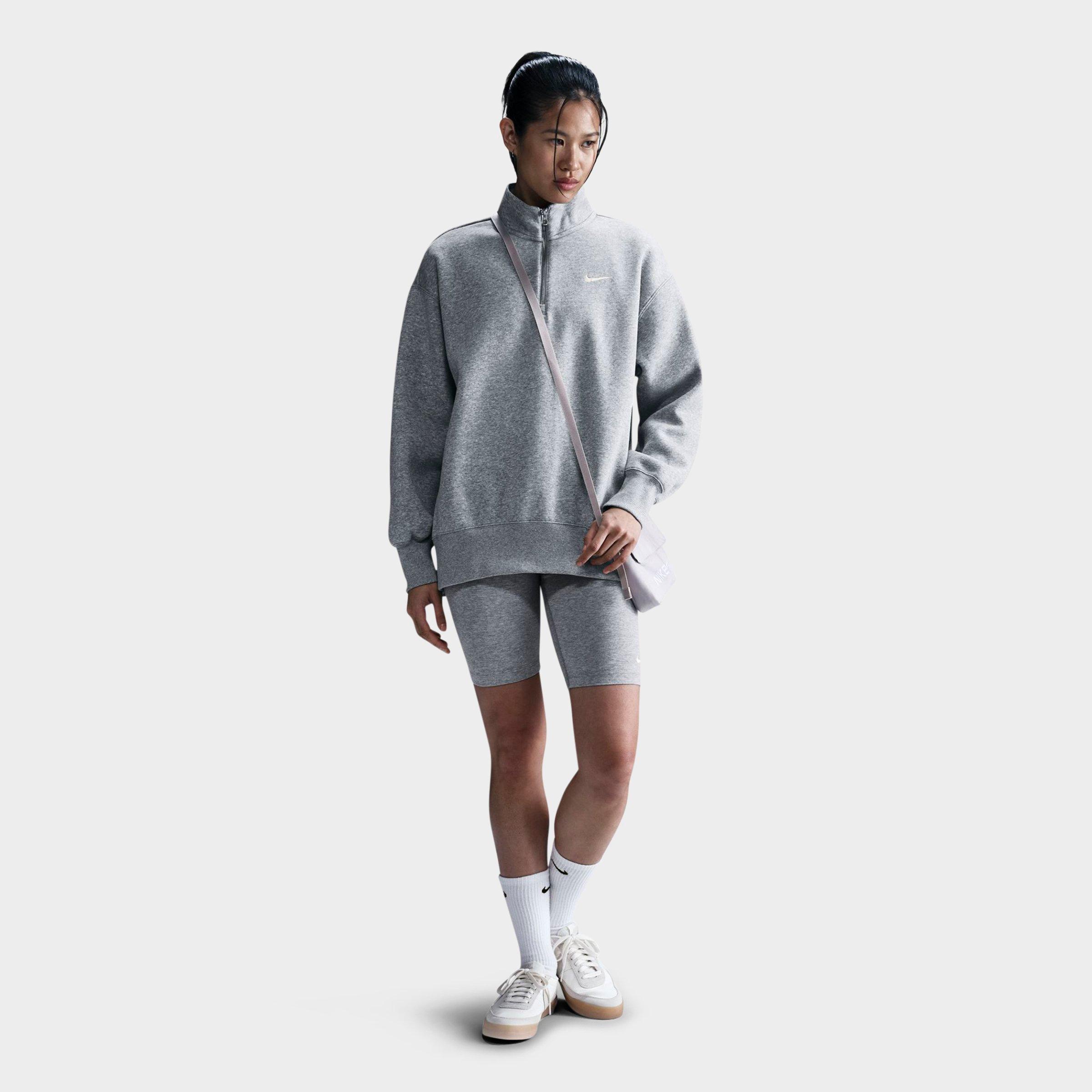 Nike Women's Sportswear Phoenix Fleece Oversized Quarter-zip Sweatshirt In Dark Grey Heather/sail