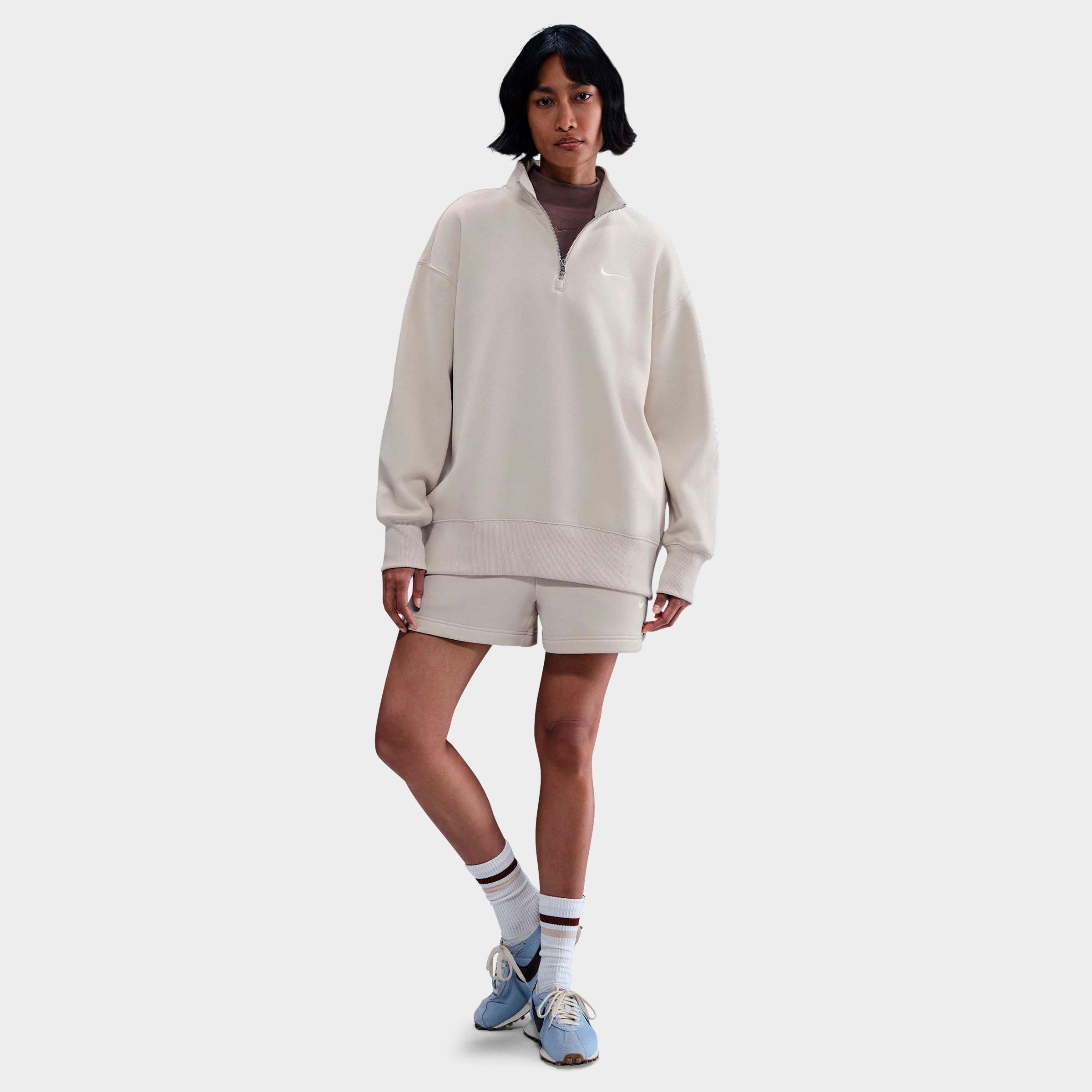 Nike Women's Sportswear Phoenix Fleece Oversized Quarter-Zip Sweatshirt in Light Orewood Brown/Sail Size: XS