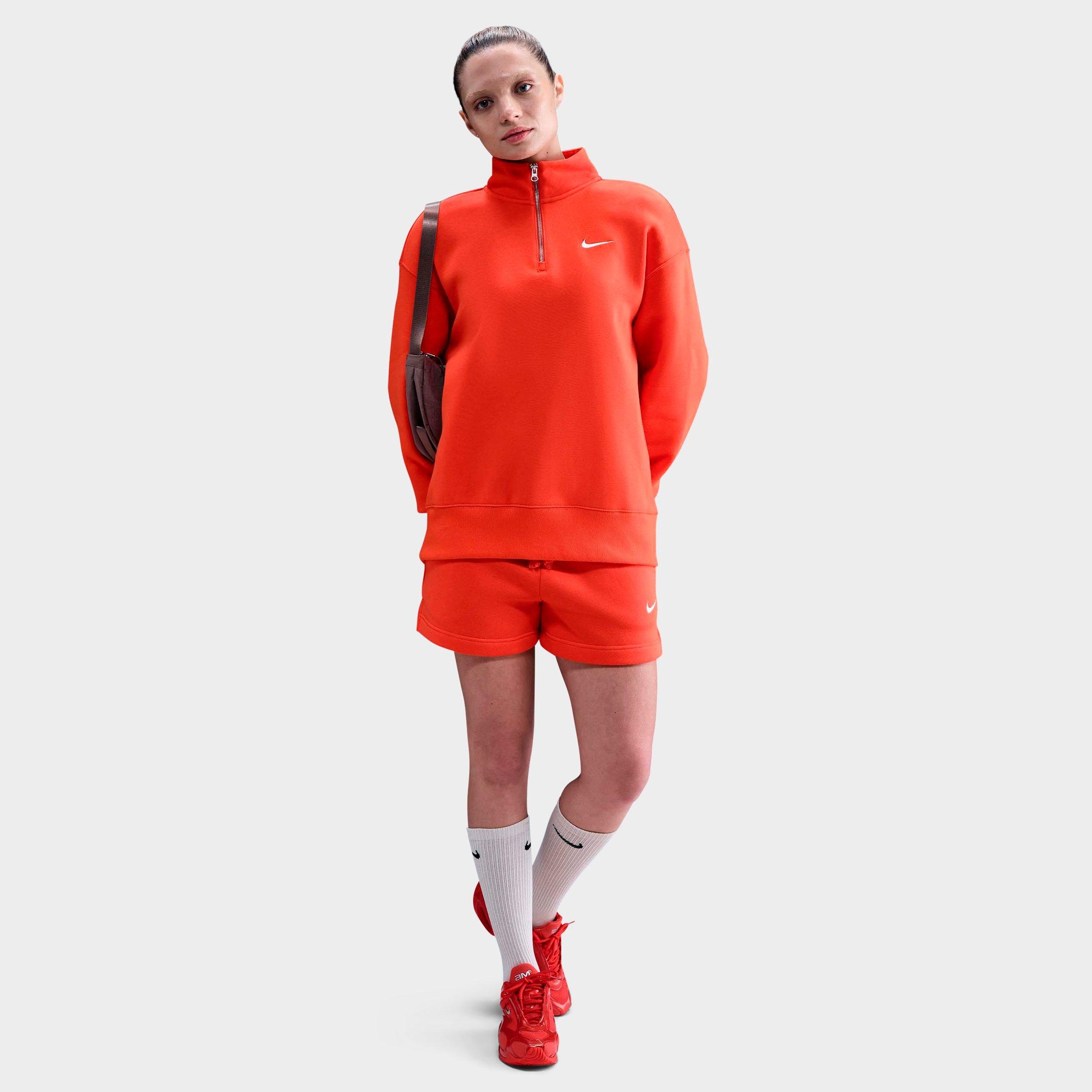 Nike Women's Sportswear Phoenix Fleece Oversized Quarter-Zip Sweatshirt in Picante Red/Sail Size: XS