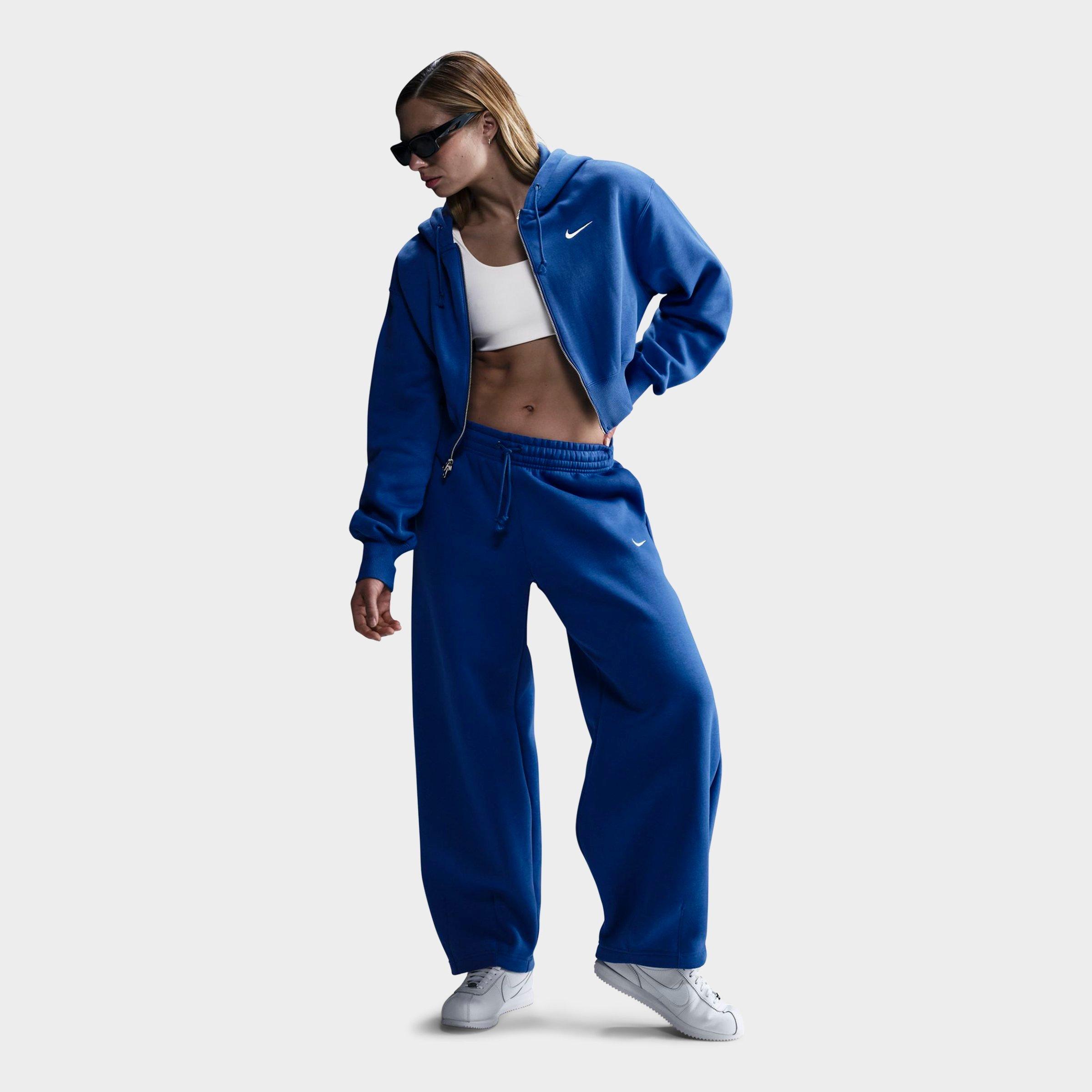 Nike Women's Sportswear Phoenix Fleece Crop Full-Zip Hoodie in Game Royal/Sail Size: XS