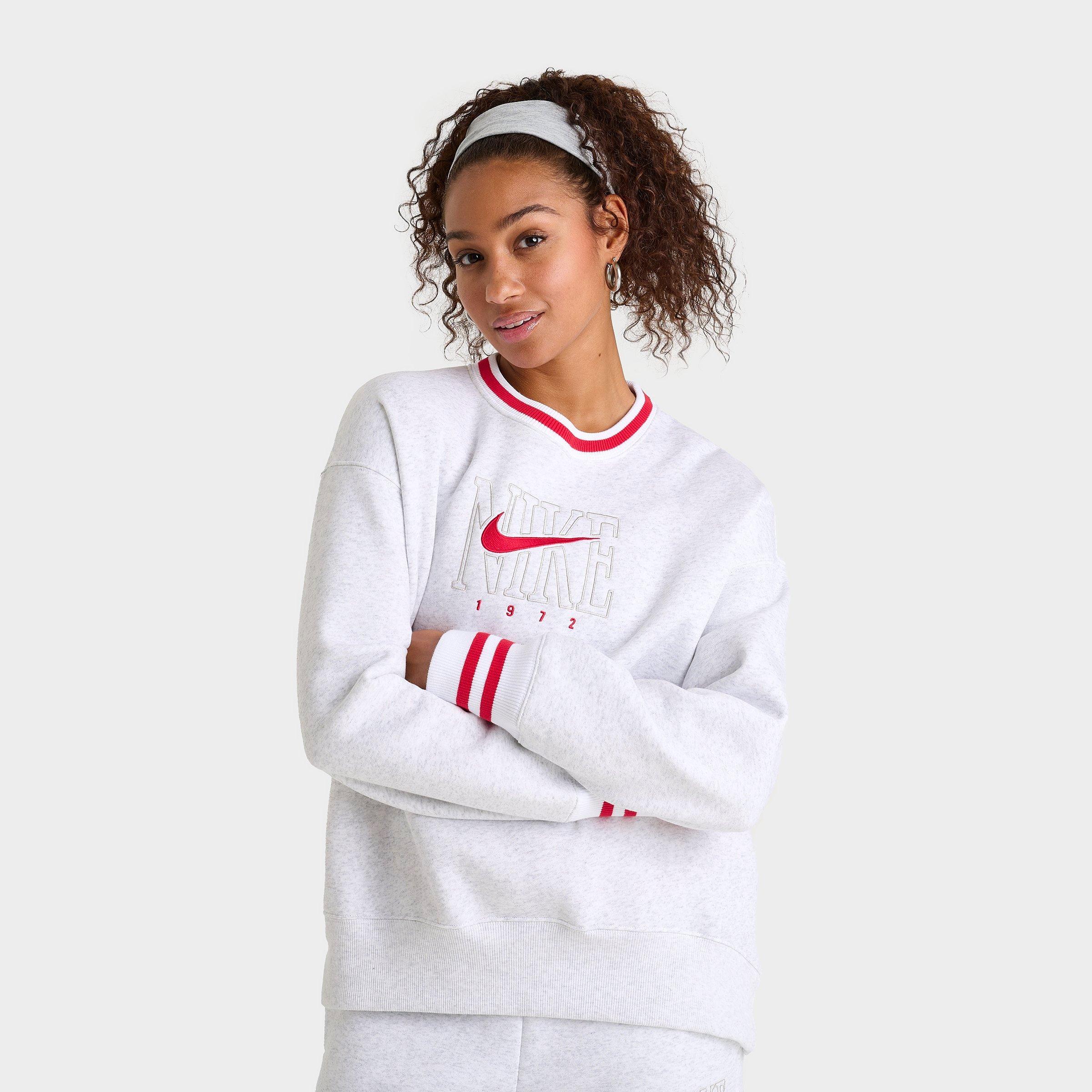 Nike Women's Sportswear Phoenix Fleece Oversized Graphic Crewneck Sweatshirt in Grey/Heathered Grey Size Small Cotton/Polyester/Fleece