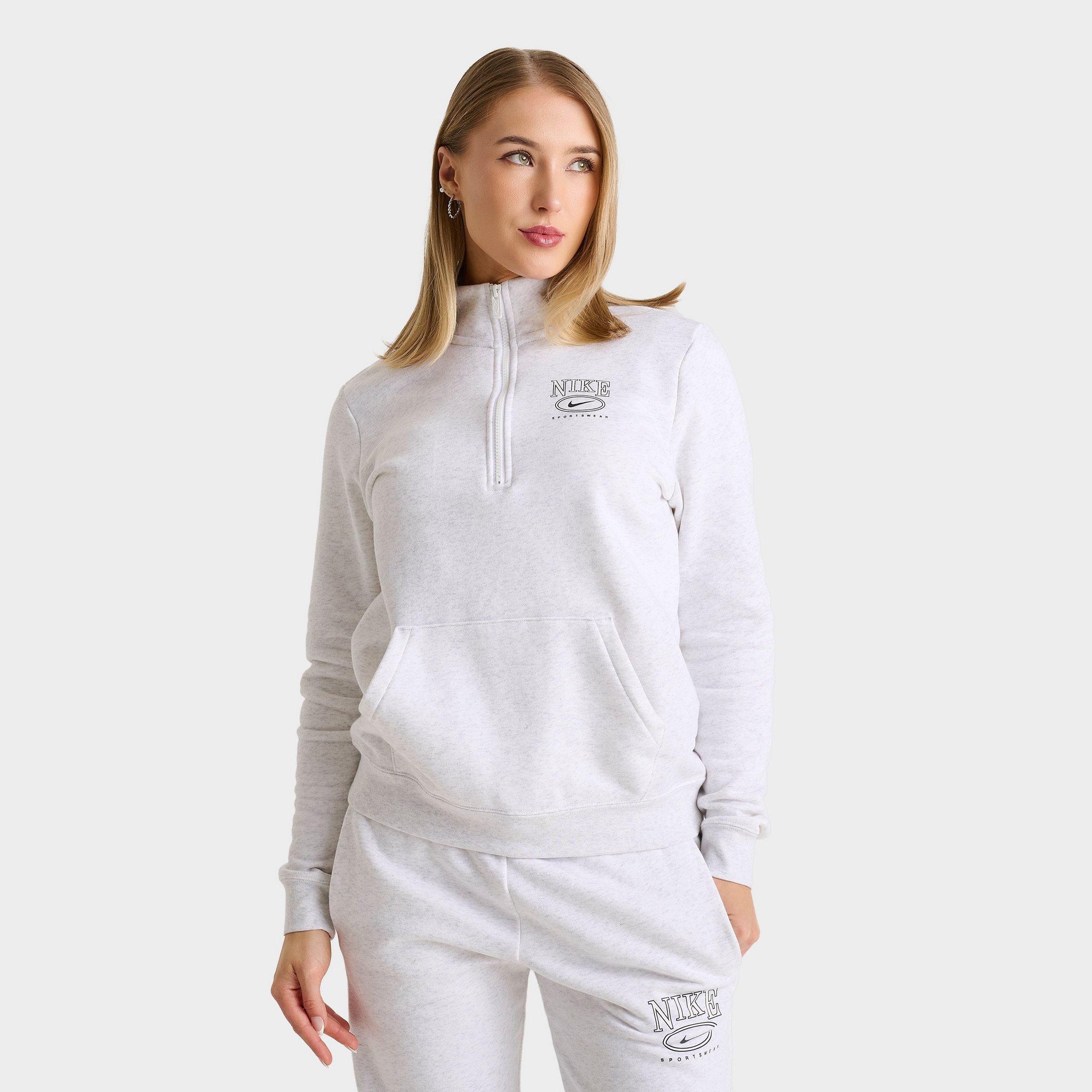 Nike Women's Sportswear Club Fleece Mock-Neck 1/2-Zip Graphic Sweatshirt in Birch Heather Size: XS