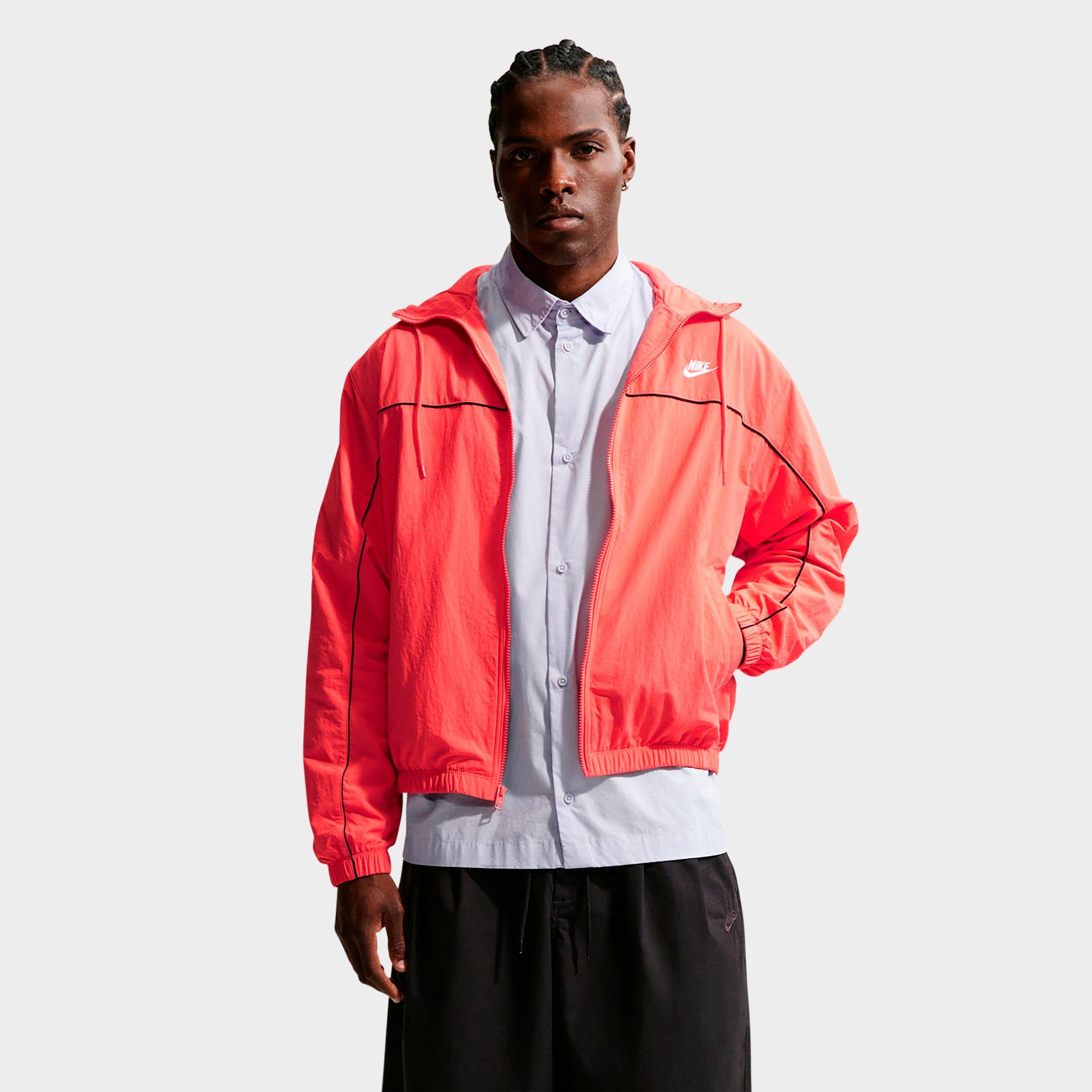 Nike Men's Club Athlete Hooded Jacket in Magic Ember/University Red/Black Size: XL Tall