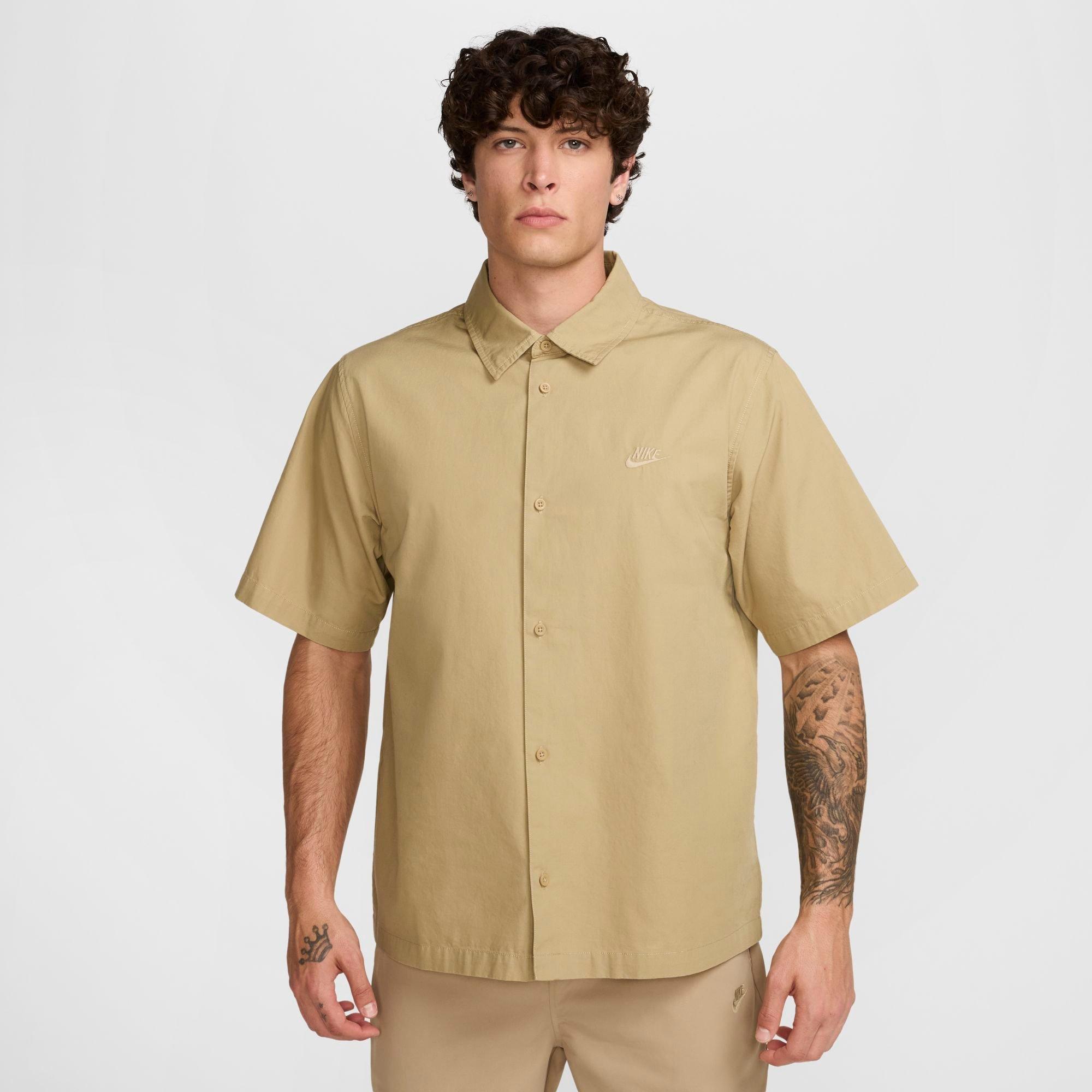 Nike Men's Club Short-sleeve Button-down Shirt In Black