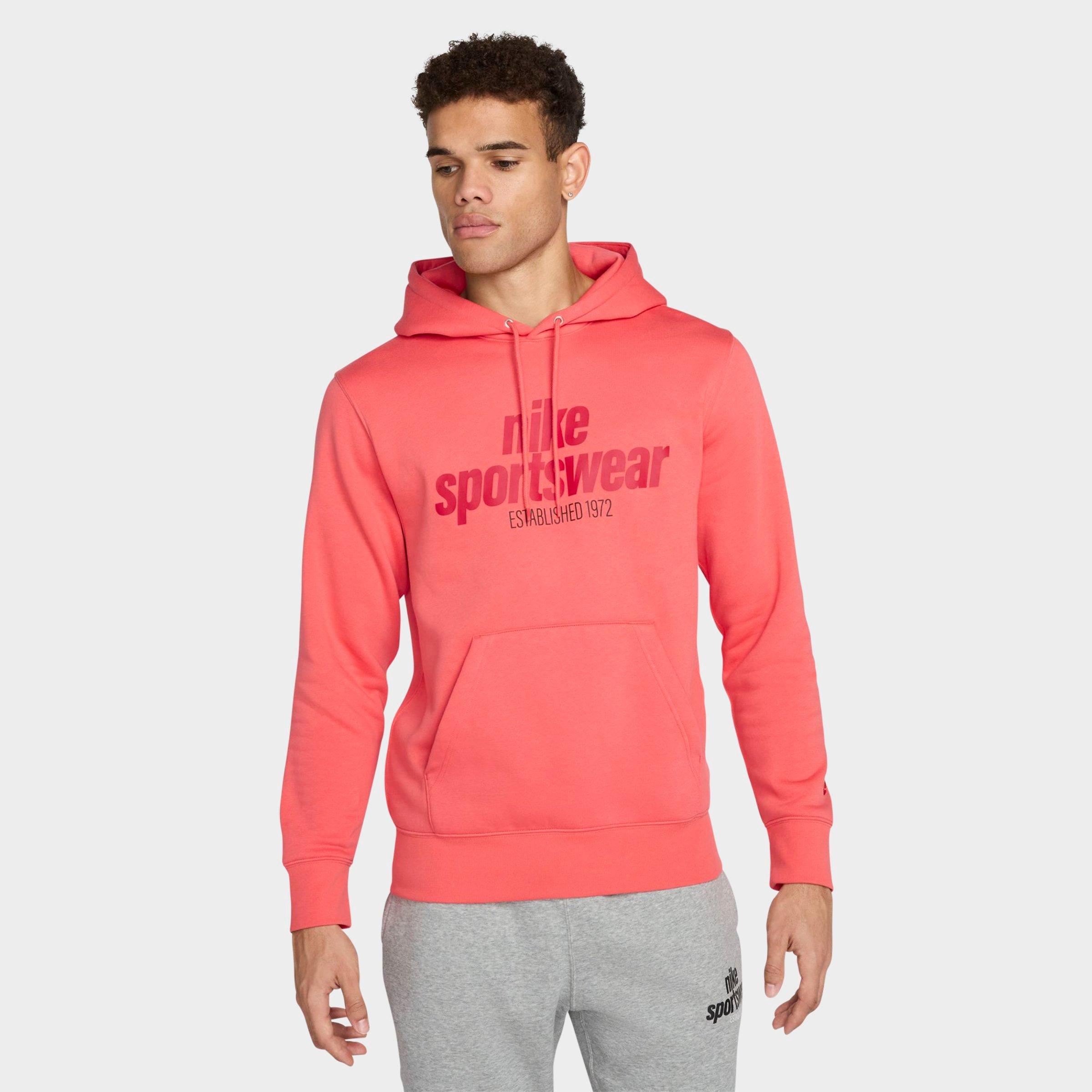 Nike Men's Sportswear Club Fleece Retro Pullover Hoodie in Orange/Magic Ember Size Medium Cotton/Polyester/Fleece