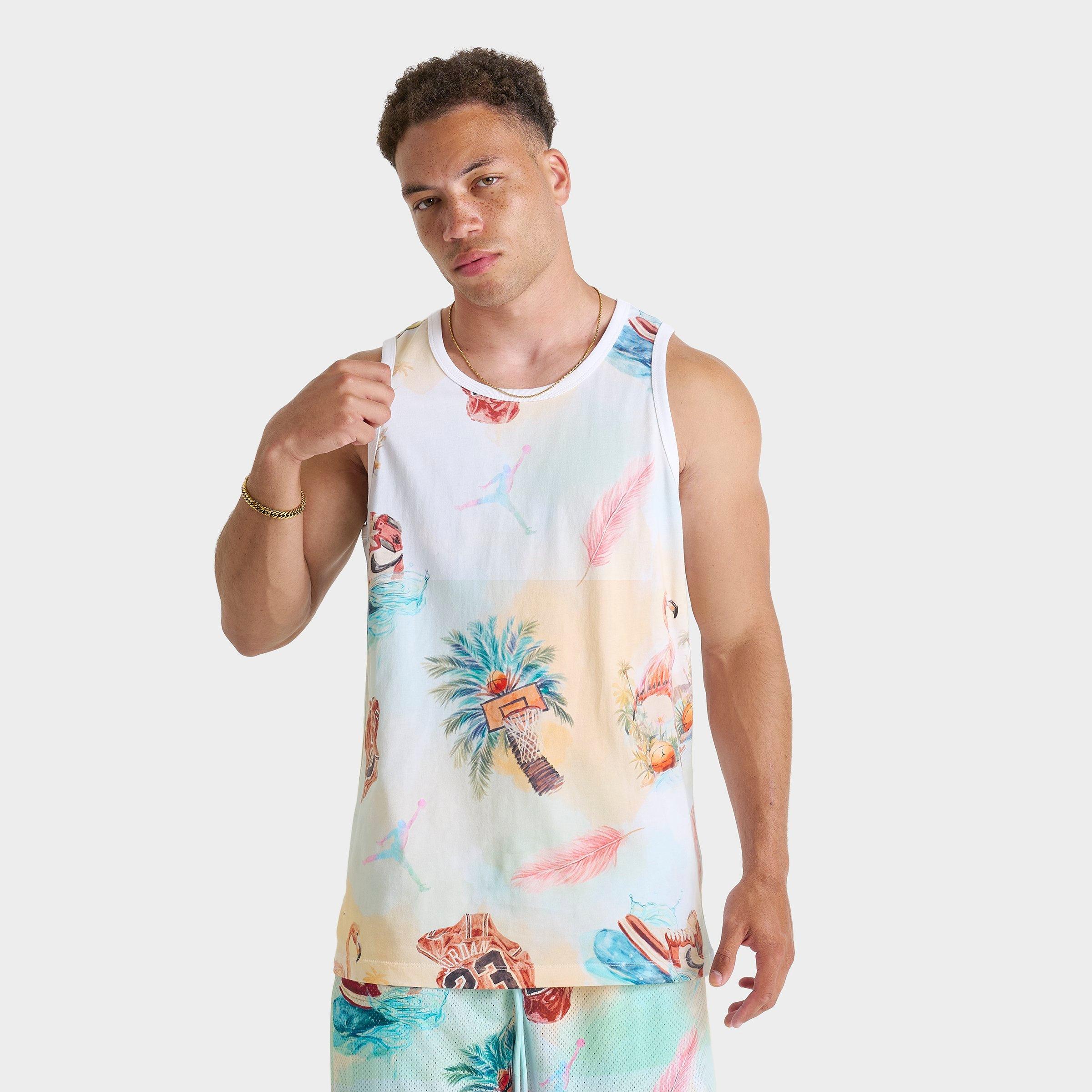 Jordan Men's Flight Essentials Vacation Tank Top in White/Black/Multi Size: XS