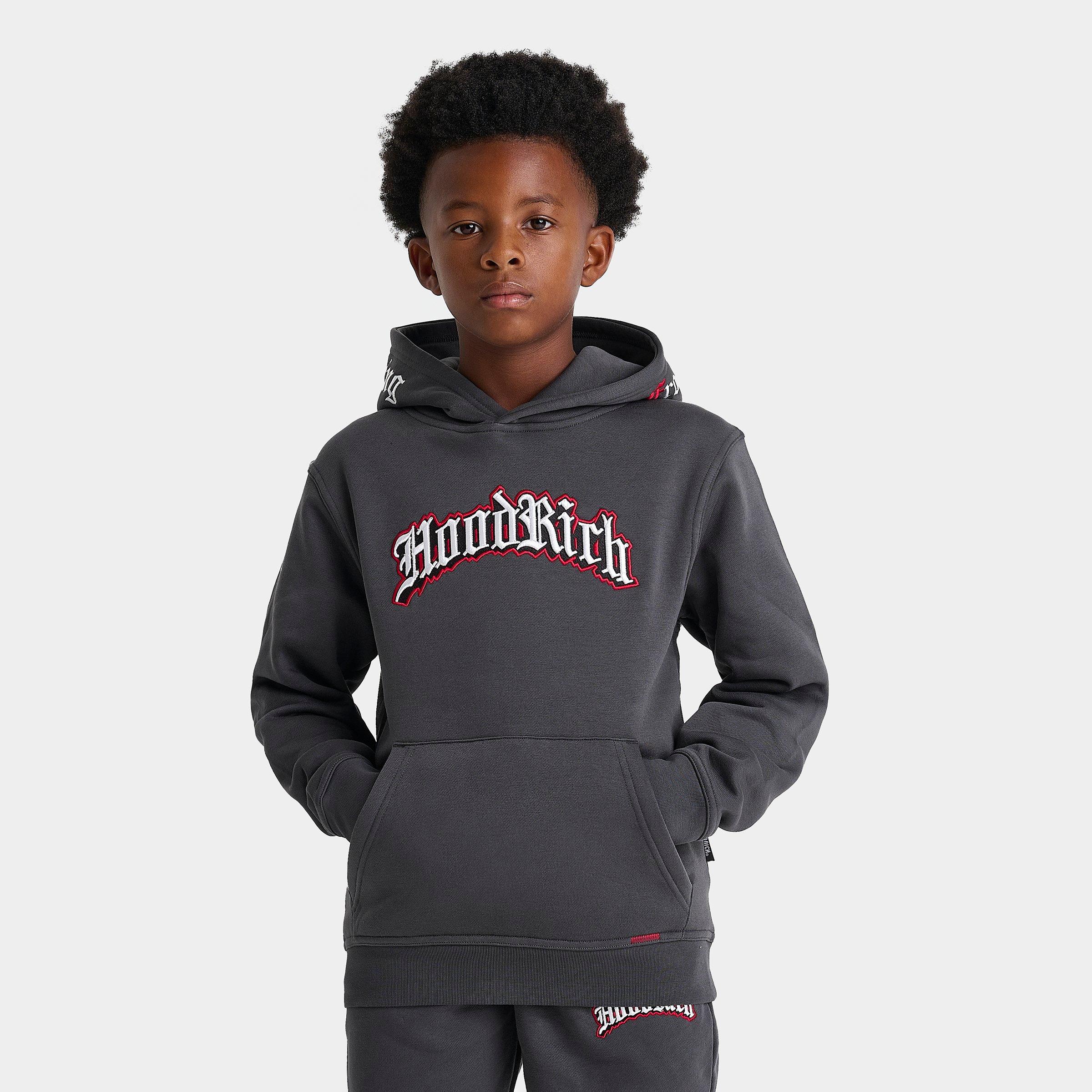 Hoodrich Big Kids Gothic Pullover Hoodie in Dark Grey Size: Small