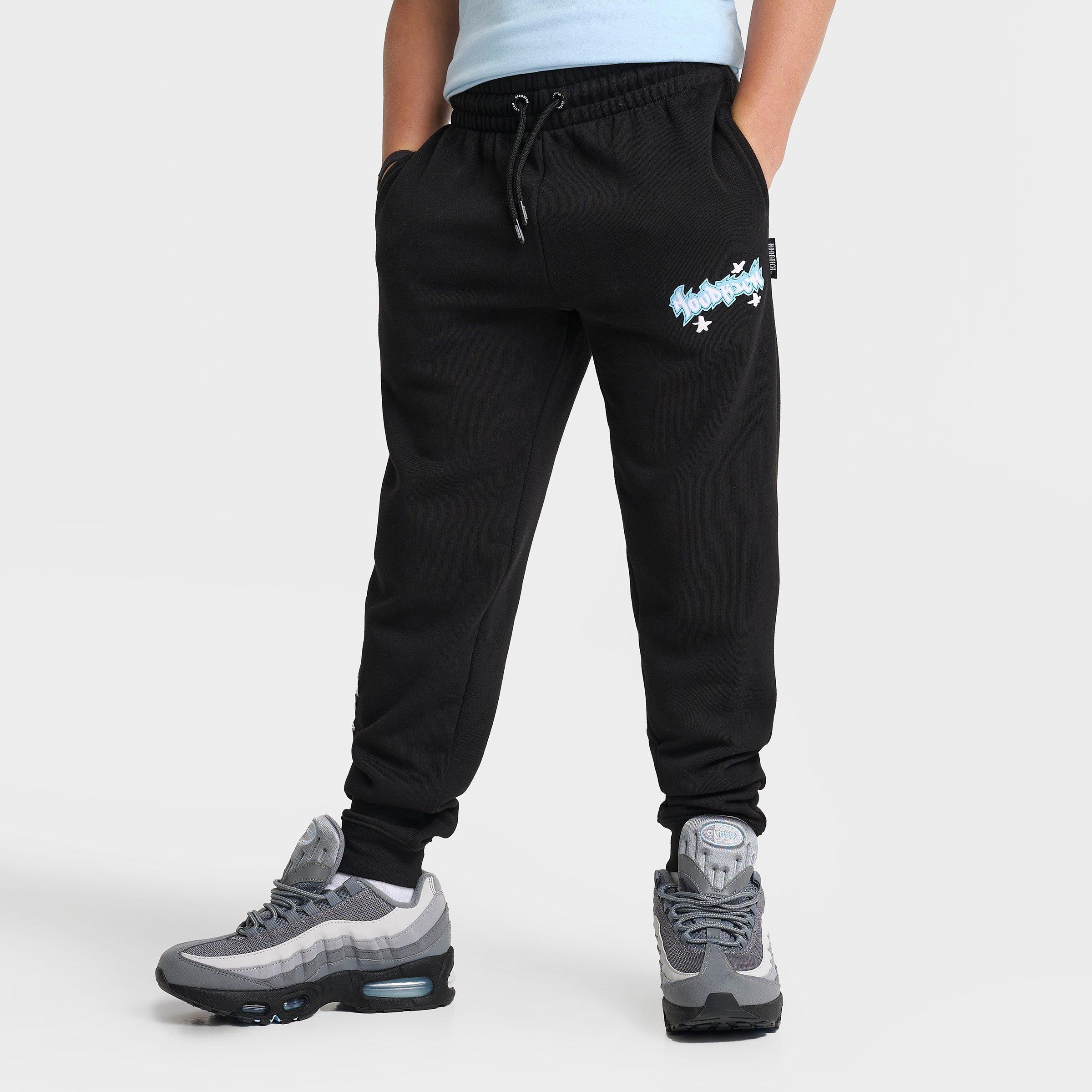 Hoodrich Big Kids Graffiti Jogger Pants in Black/White/Baltic Size: Small