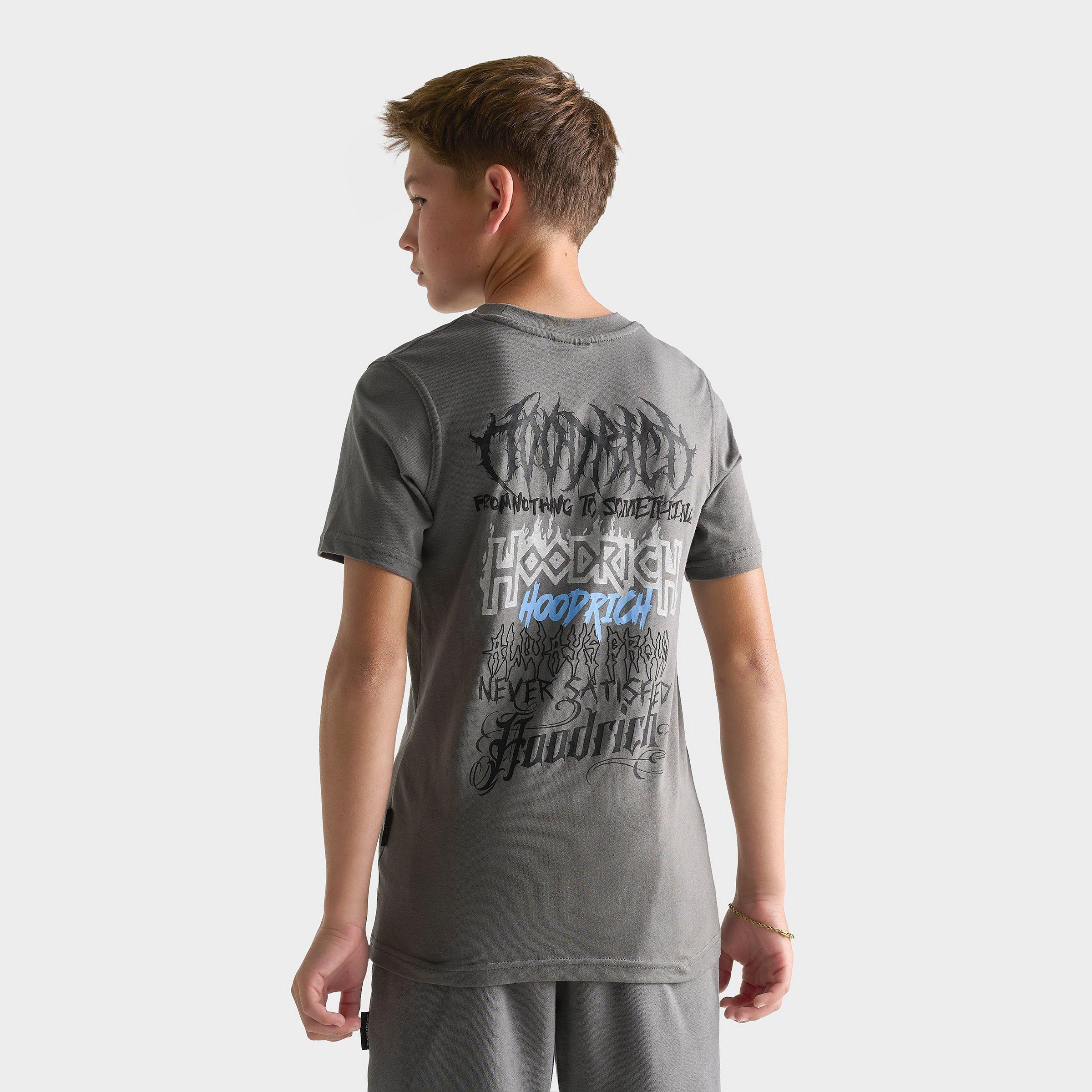 Hoodrich Big Kids Spectral Multi Logo T-Shirt in Grey Size: Medium