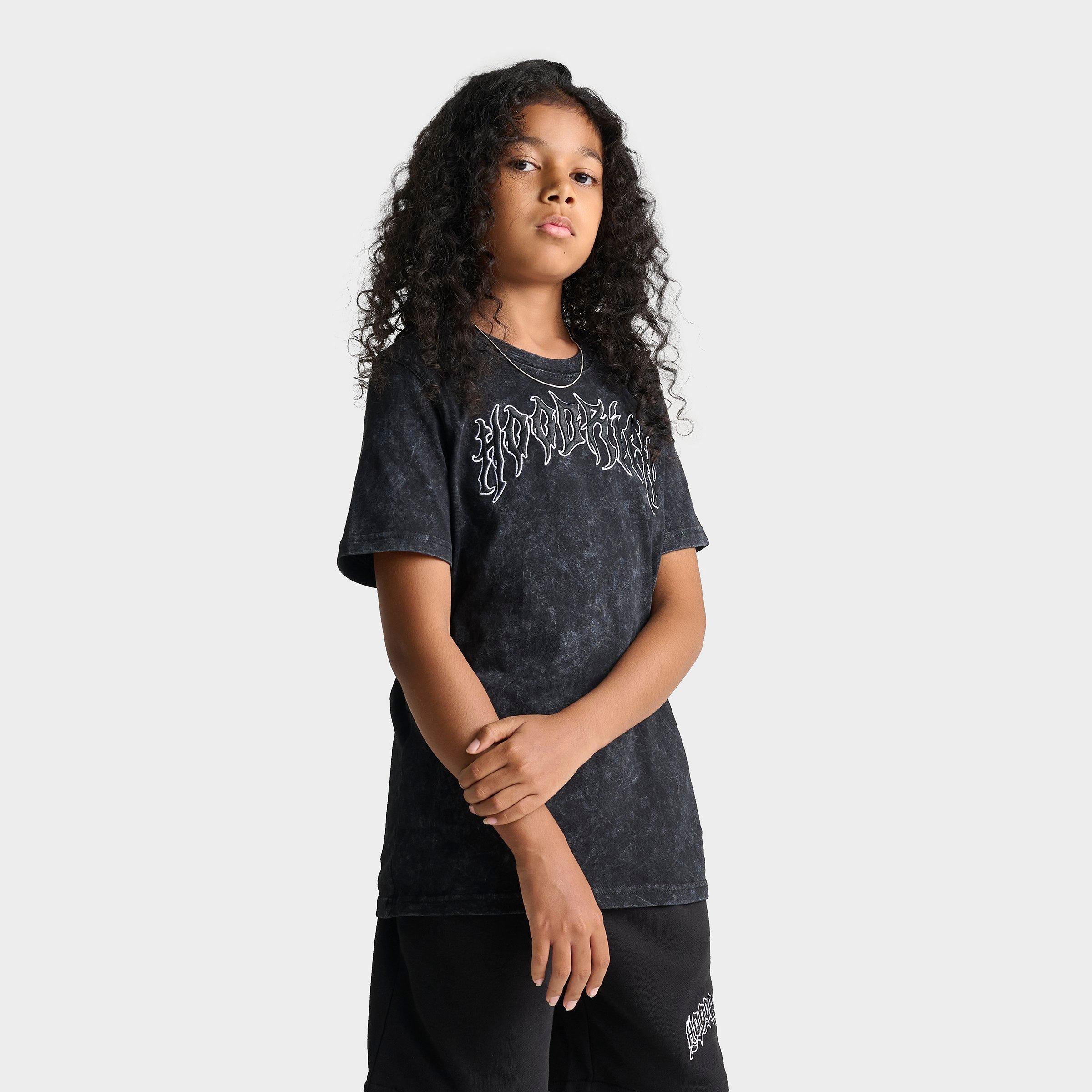 Hoodrich Big Kids Spectral Washed T-Shirt in Black Washed Size: XL
