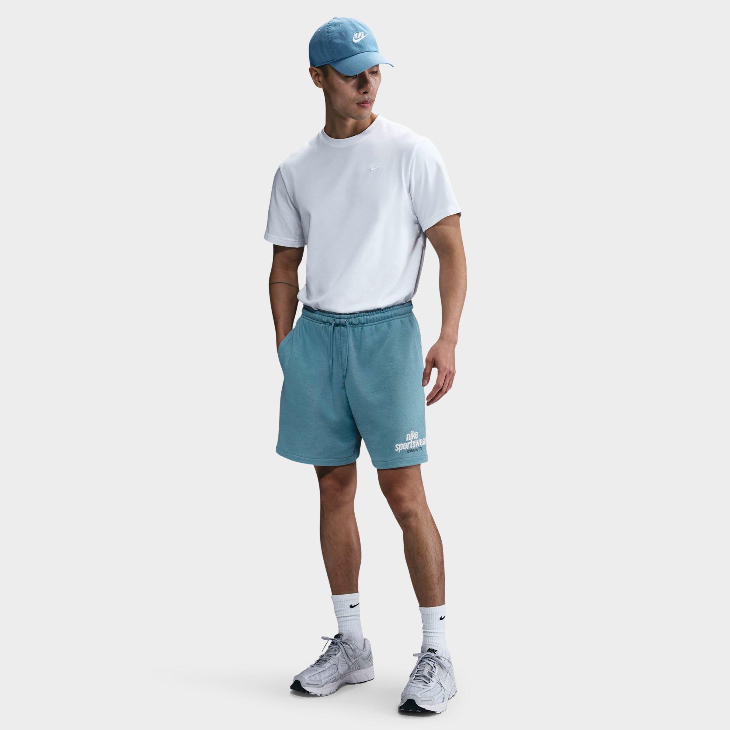 Nike Men's Club French Terry Flow Shorts in Denim Turquoise/Denim Turquoise/Photon Dust Size: XS