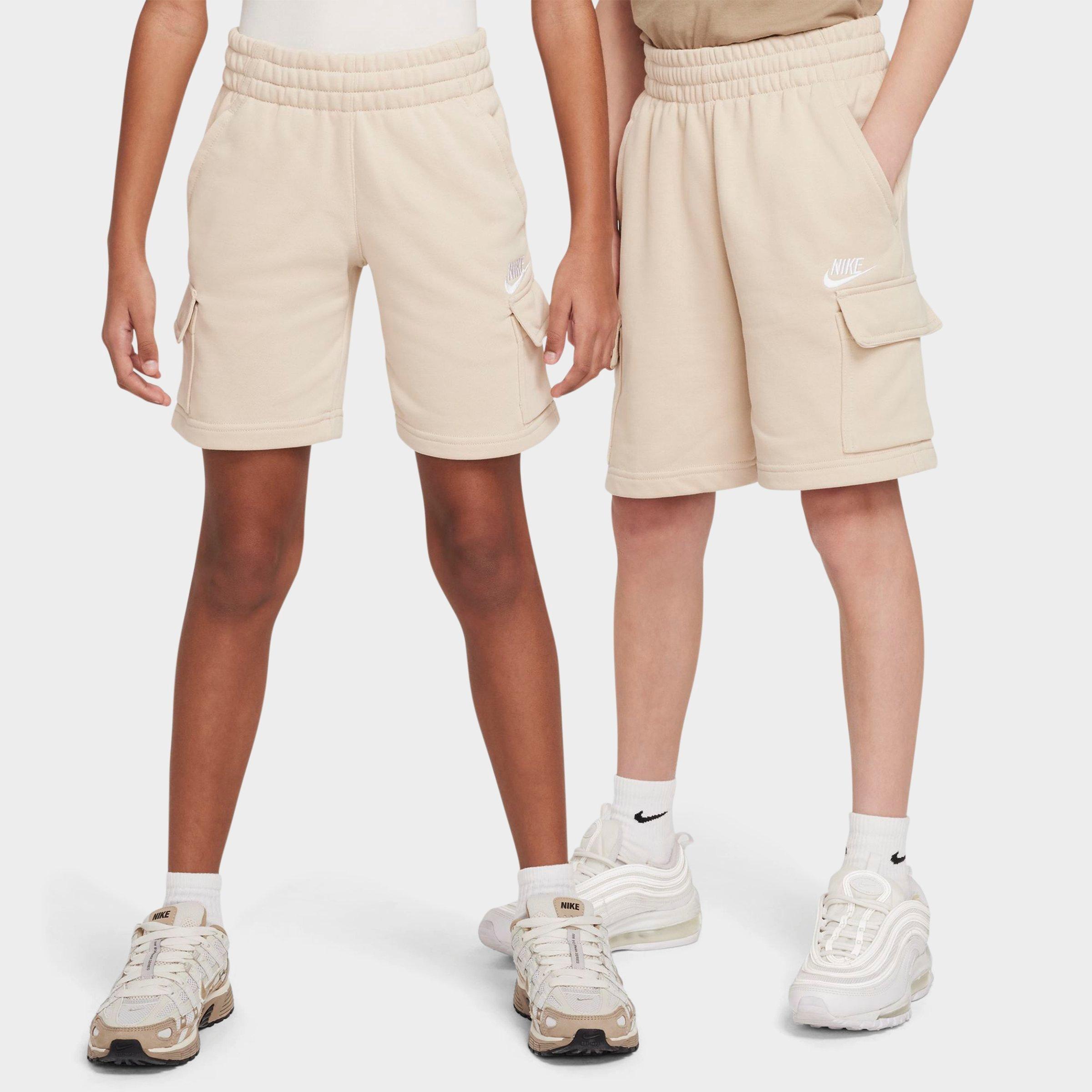 Nike Big Kids Sportswear Club French Terry Cargo Shorts in Sanddrift/Sanddrift/White Size: XS