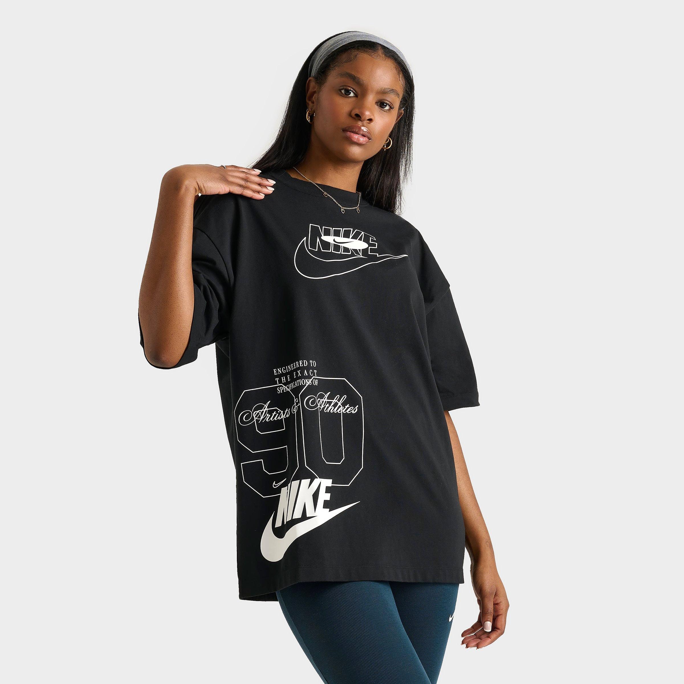 Nike Women's Sportswear Dance Oversized T-Shirt in Black/Black Size Medium 100% Cotton