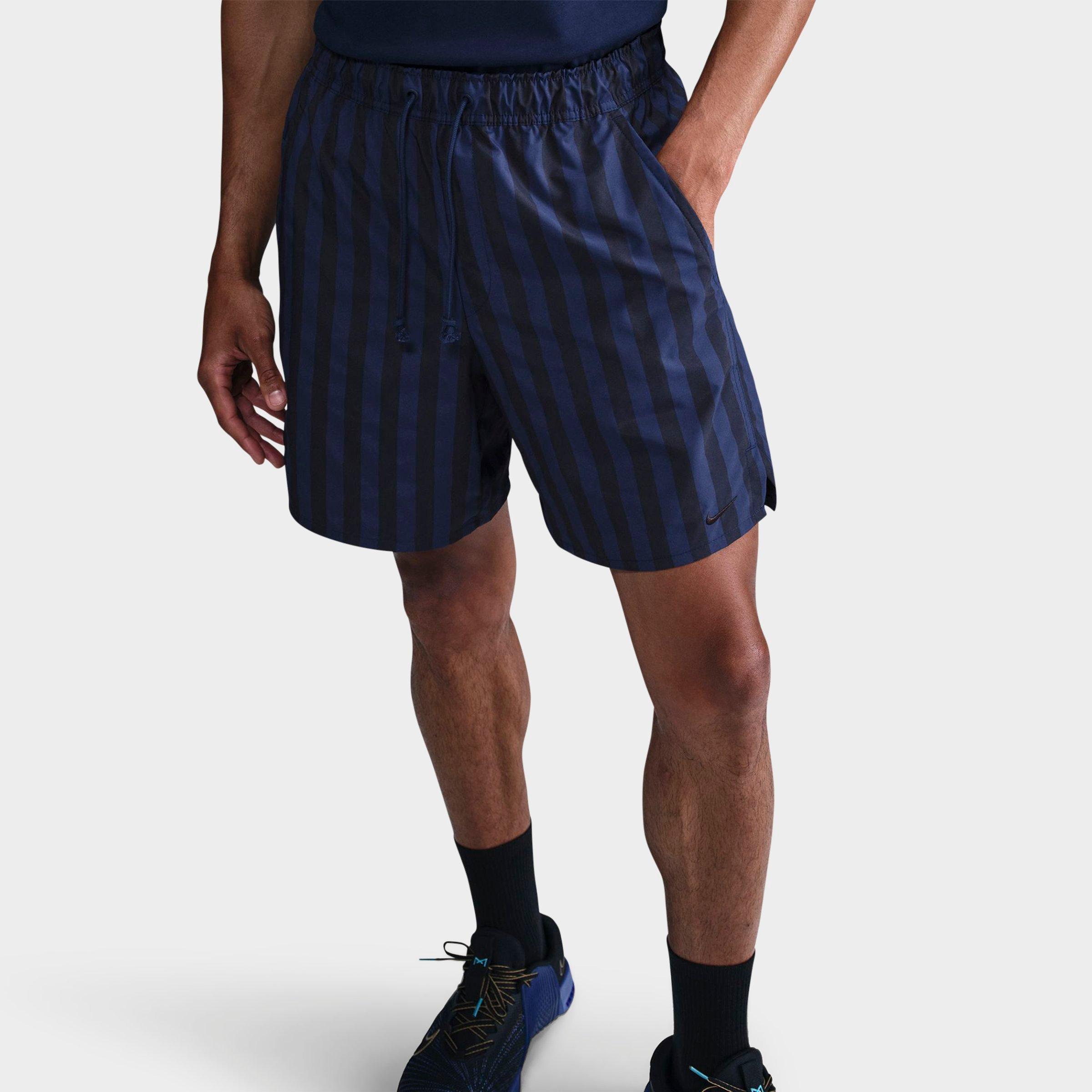 Nike Men's Unlimited Dri-FIT Striped 7" Unlined Versatile Shorts in Black/Black Size Large Polyester/Spandex