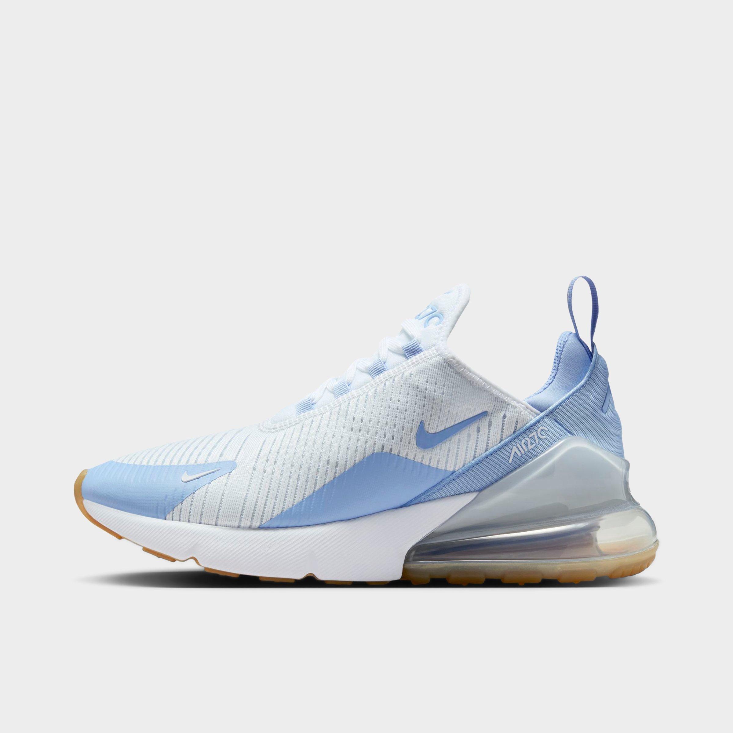 Nike Women's Air Max 270 Casual Shoes in White/Aluminum/Blue Tint Size: 5.0