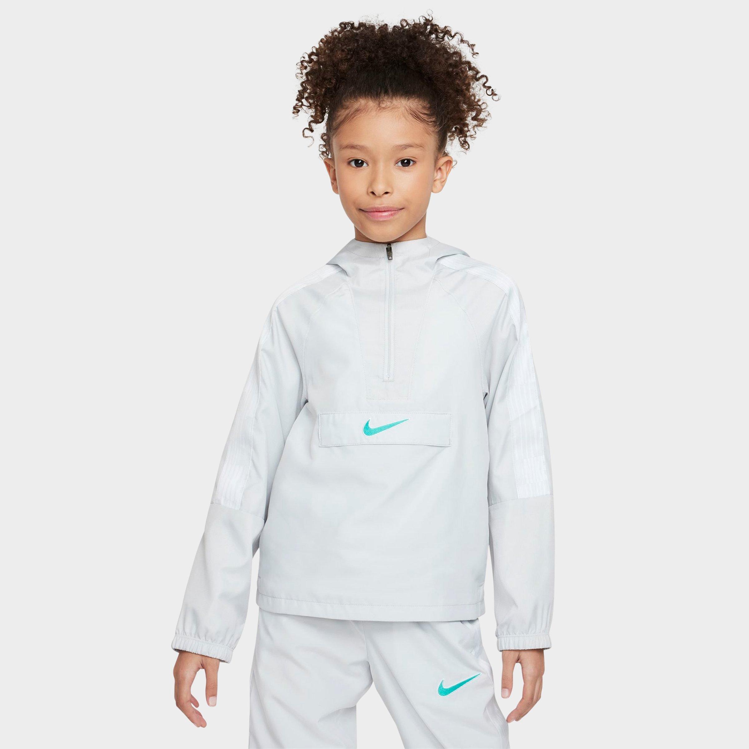 Nike Big Kids Academy Half-Zip Soccer Track Jacket in Photon Dust/Dynamic Turquoise Size: XS