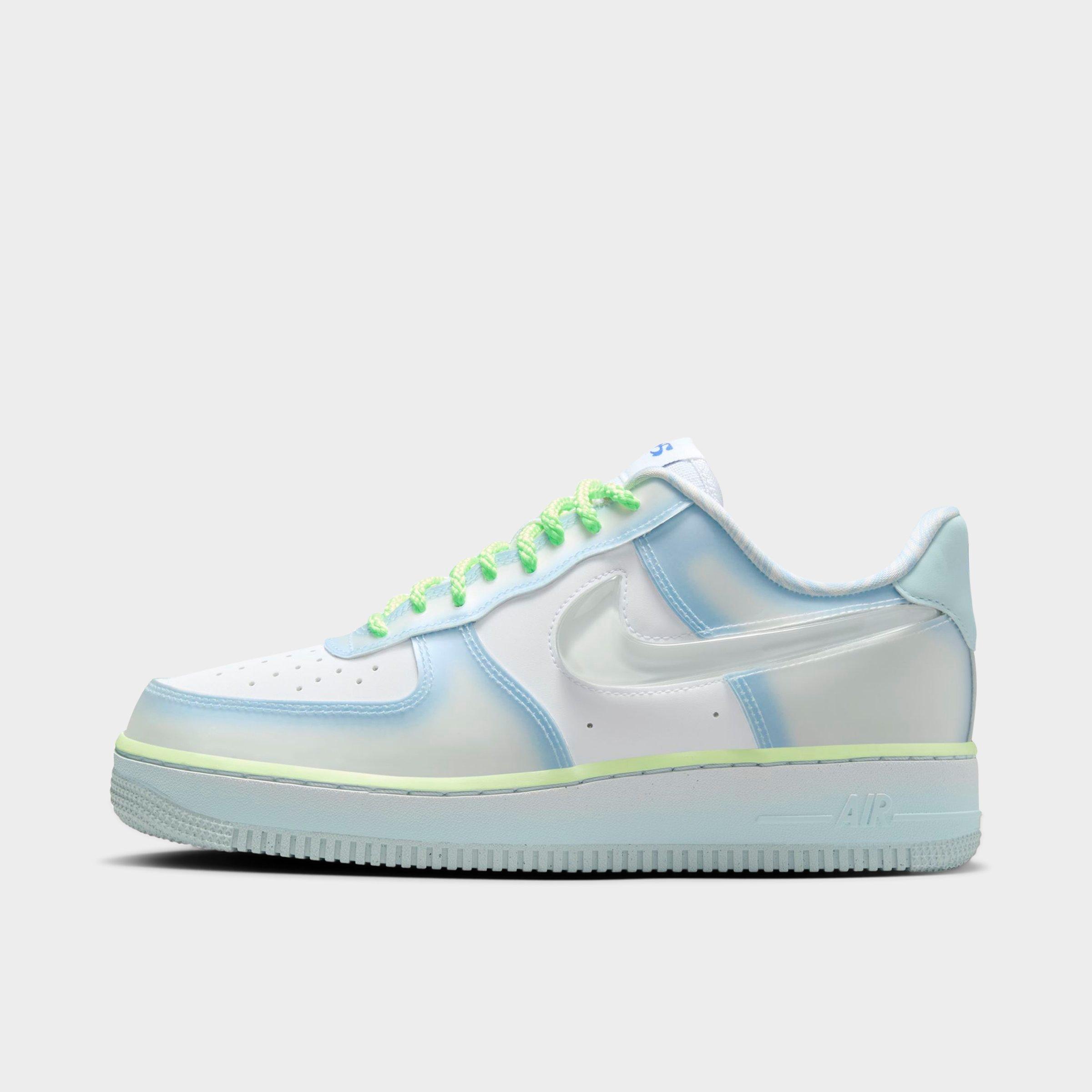 Nike Women's Air Force 1 '07 x Serena Williams Design Crew SE Casual Shoes in Psychic Blue/Clear/White Size: 5.0
