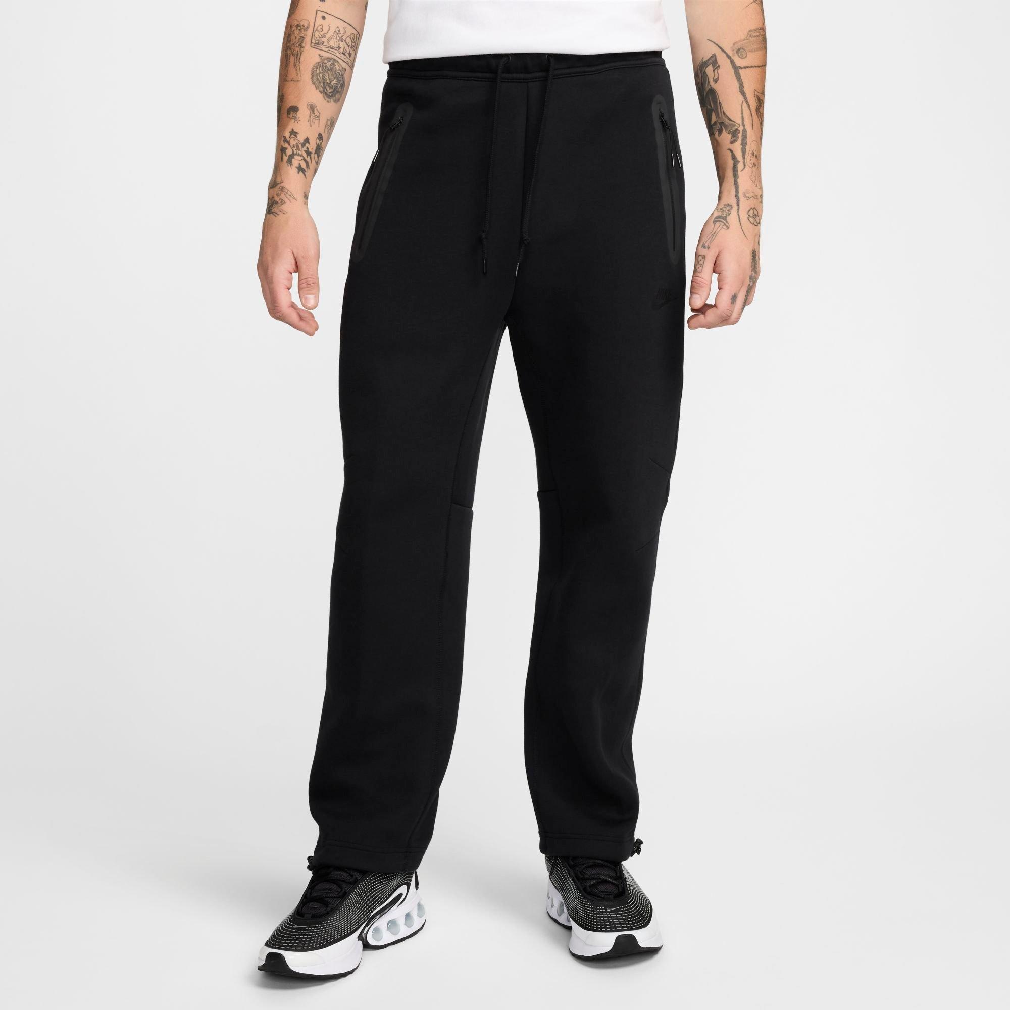 Nike Men's Tech Fleece Open-Hem Pants in Black/Black Size XL Cotton/Polyester/Fleece