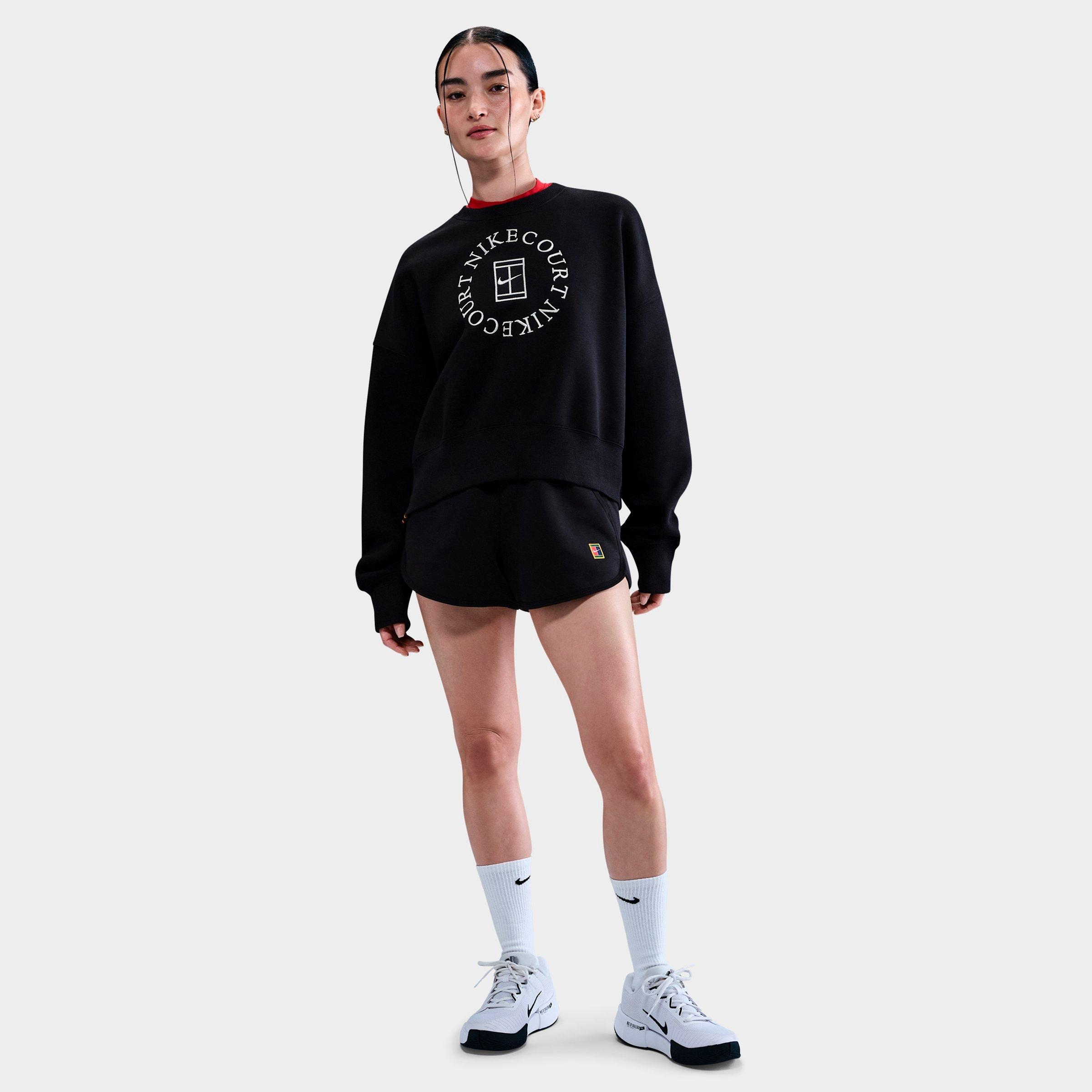 Nike Women's Court Phoenix Fleece Over-oversized Heritage Crewneck Sweatshirt in Black/Anthracite Size: XS