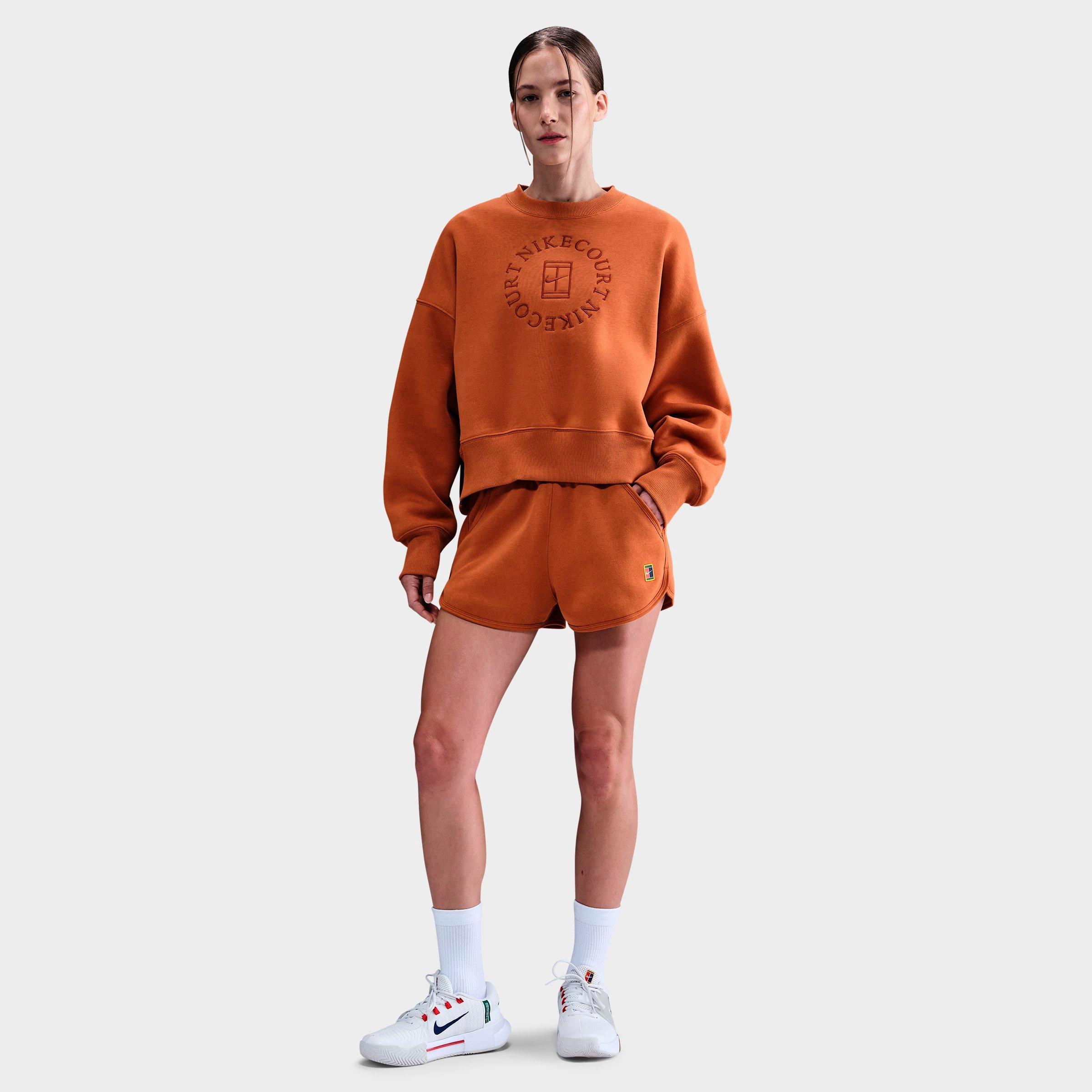 Nike Women's Court Mid-Rise Fleece Tennis Shorts in Dark Russet Size: XS