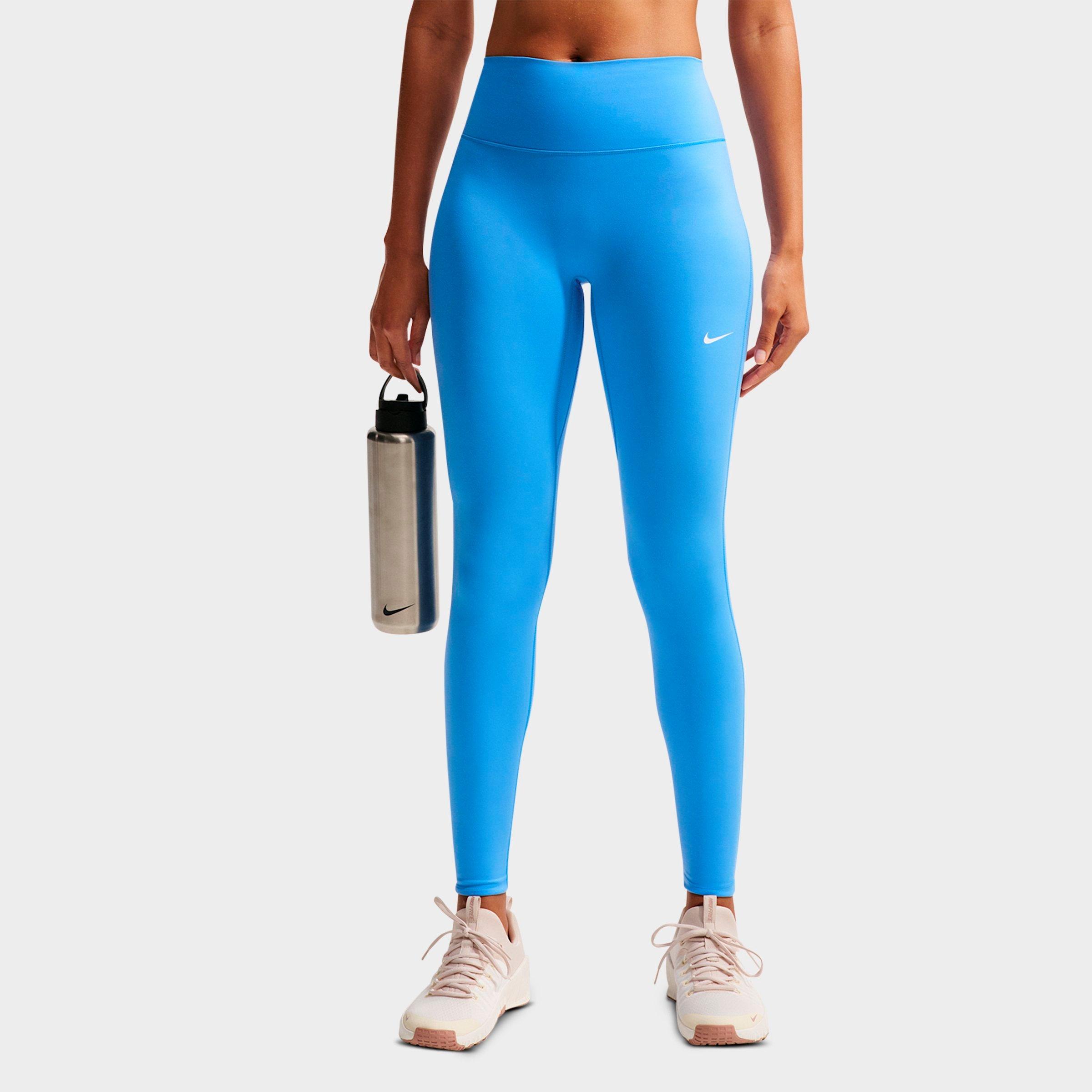 Nike Women's One Seamless Front High-Waisted Full-Length Leggings in University Blue/White Size: Large
