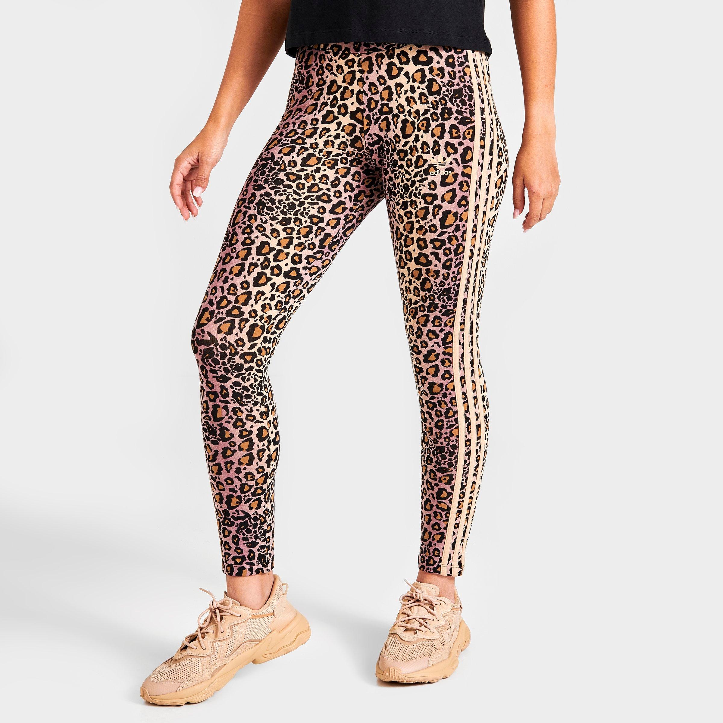Adidas Originals Plus Three Stripe Leopard Print Legging Shorts In Magic  Beige And Black-neutral In Multicolour