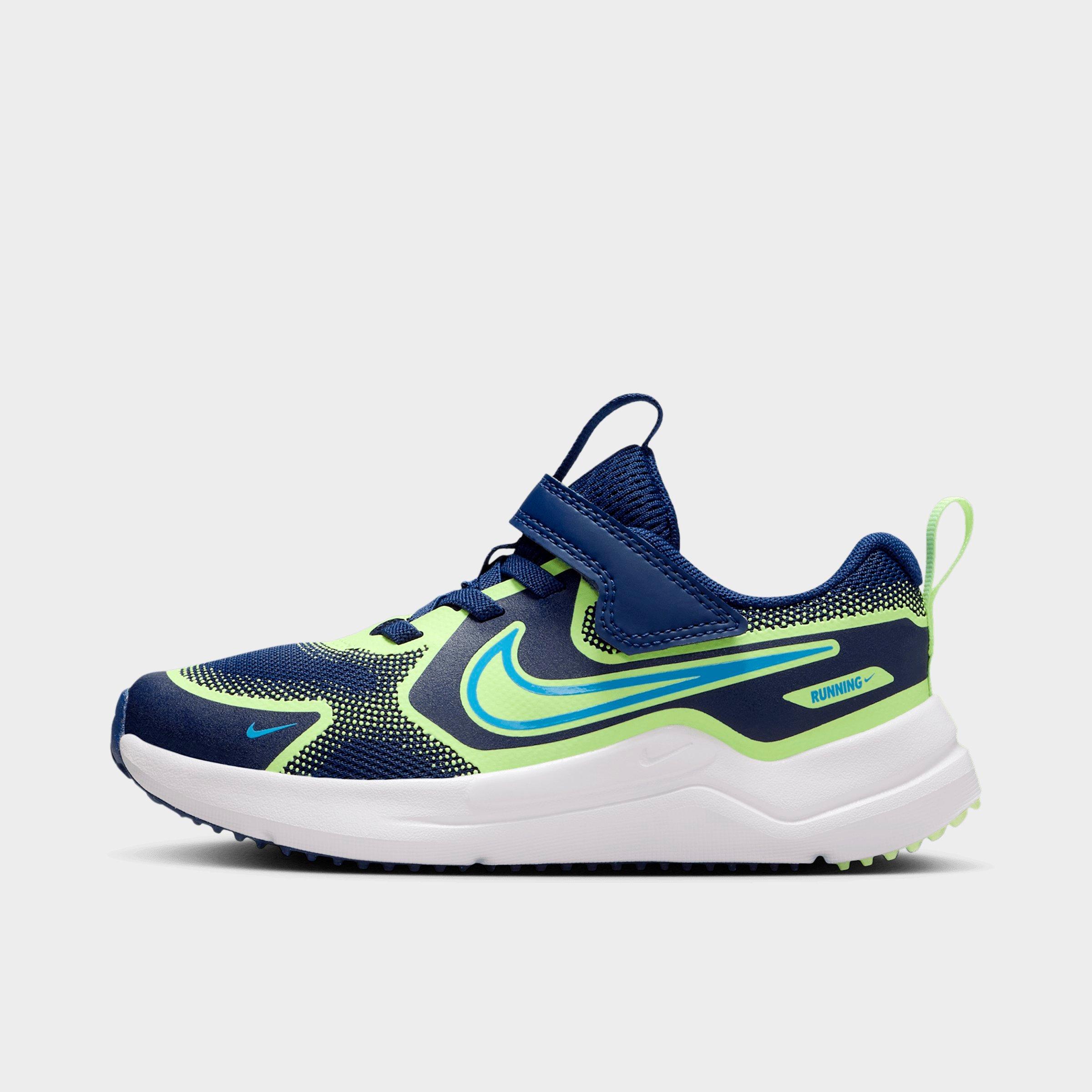 Nike Little Kids Cosmic Runner Stretch Lace Casual Shoes in Blue Void/Barely Volt/University Blue Size: 1.0