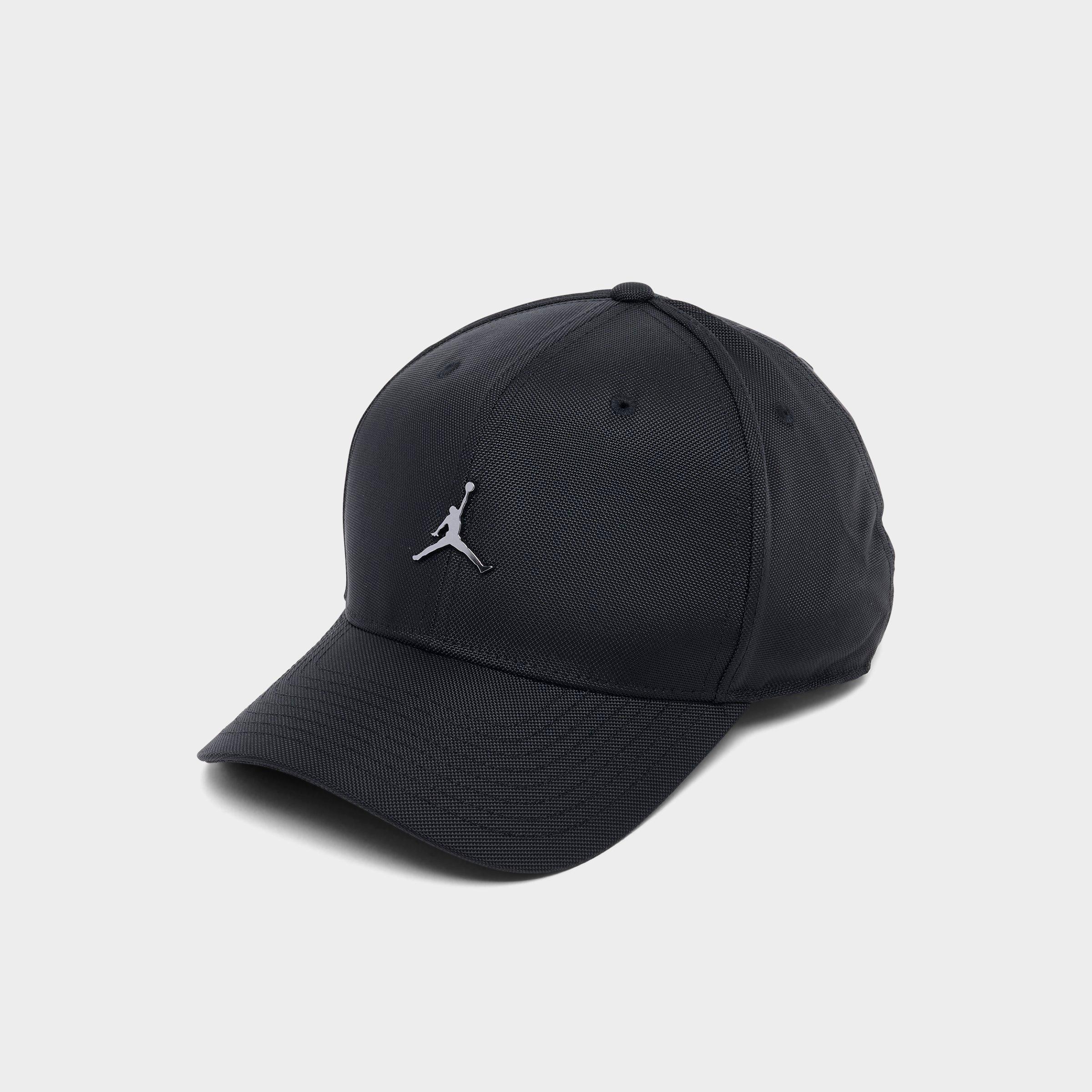 Jordan Rise Structured Metal Jumpman Strapback Hat in Black/Gunmetal Size: L/XL