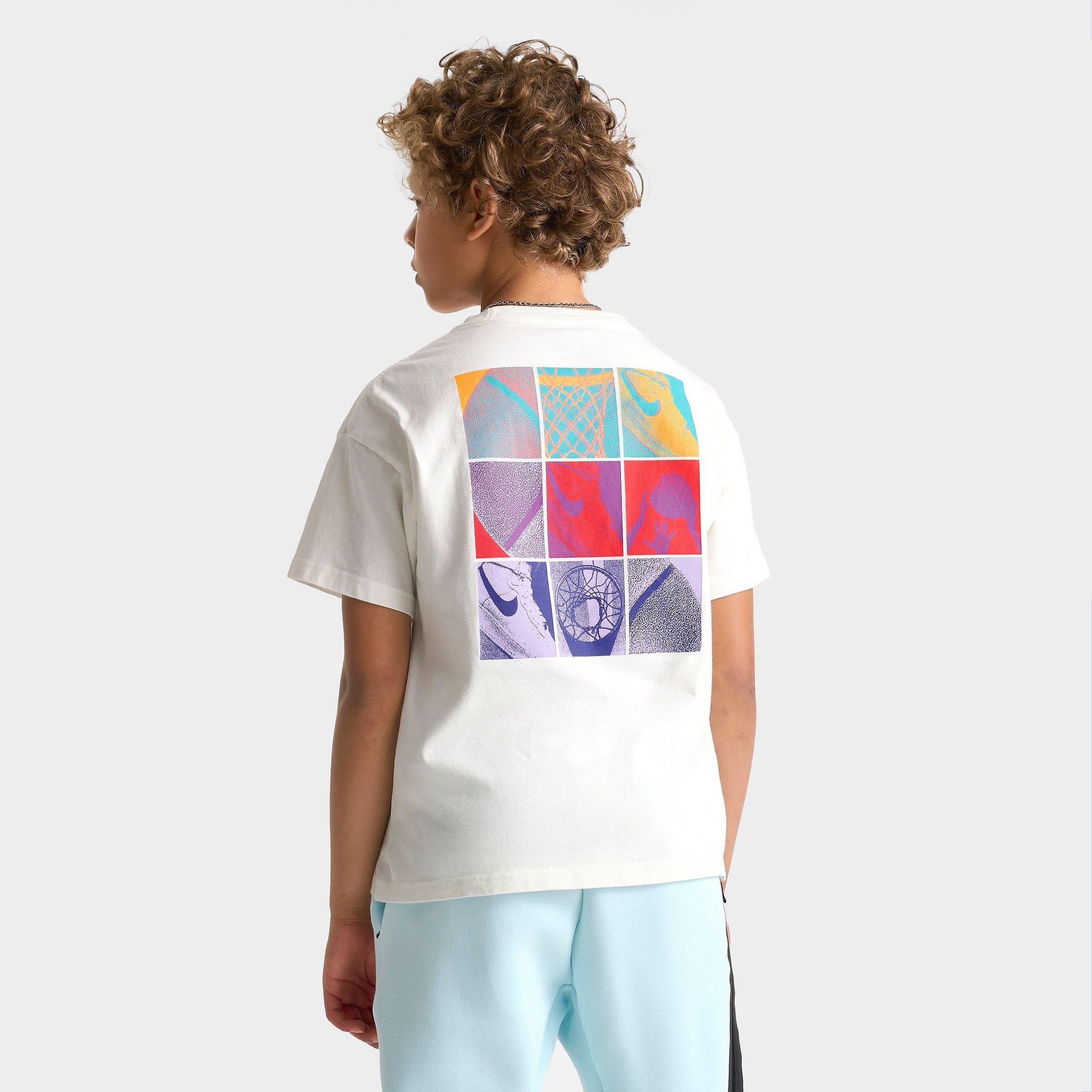 Nike Big Kids Sportswear Basketball Squares T-Shirt in Sail Size: Small