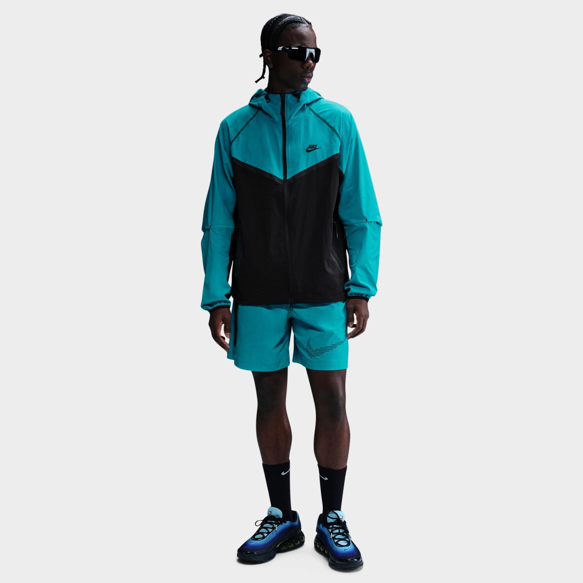 Nike Men's Tech Windrunner Woven Full-Zip Jacket in Green/Dusty Cactus Size Large Nylon/Spandex