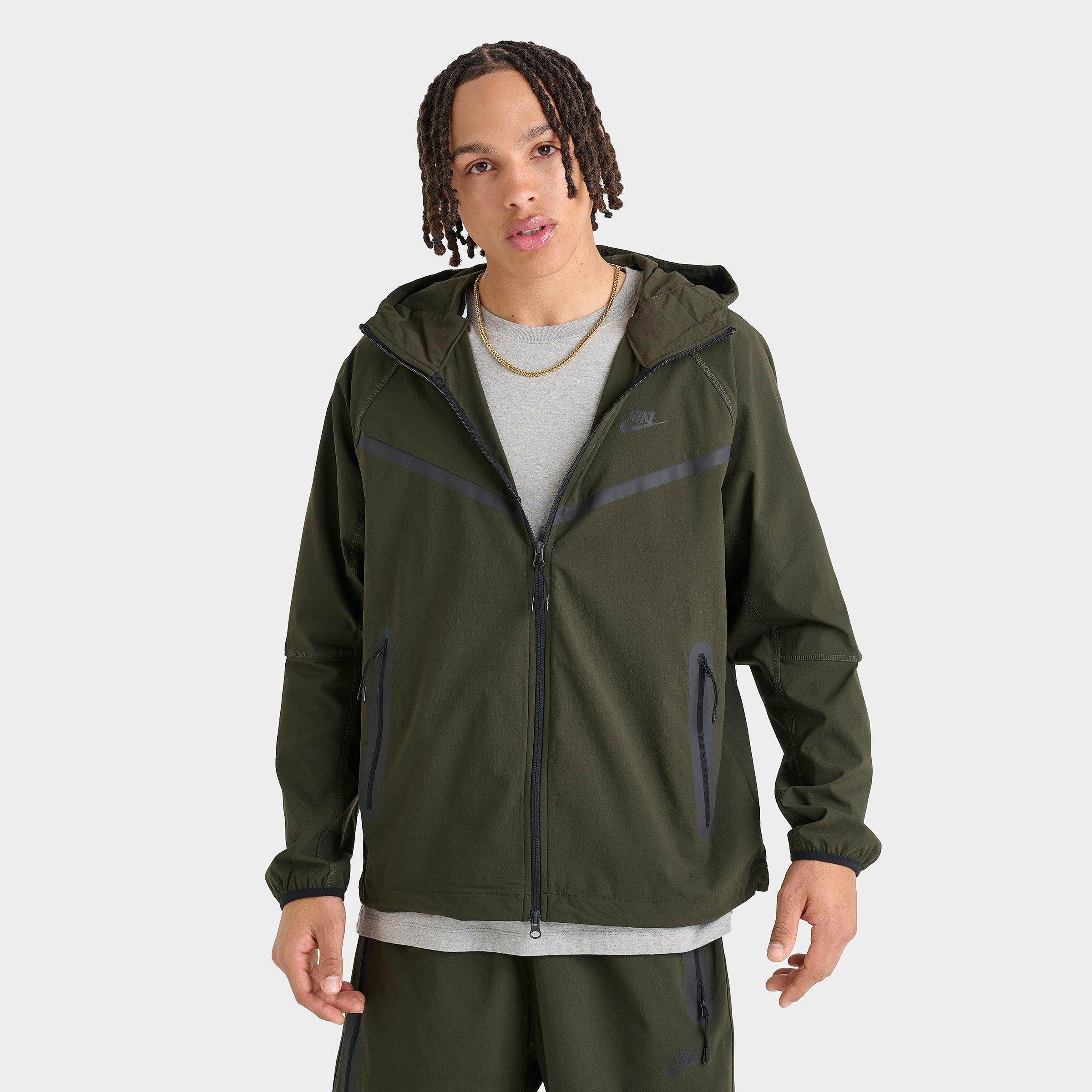Nike Men's Tech Windrunner Woven Full-Zip Jacket in Sequoia/Sequoia/Black Size: S Tall