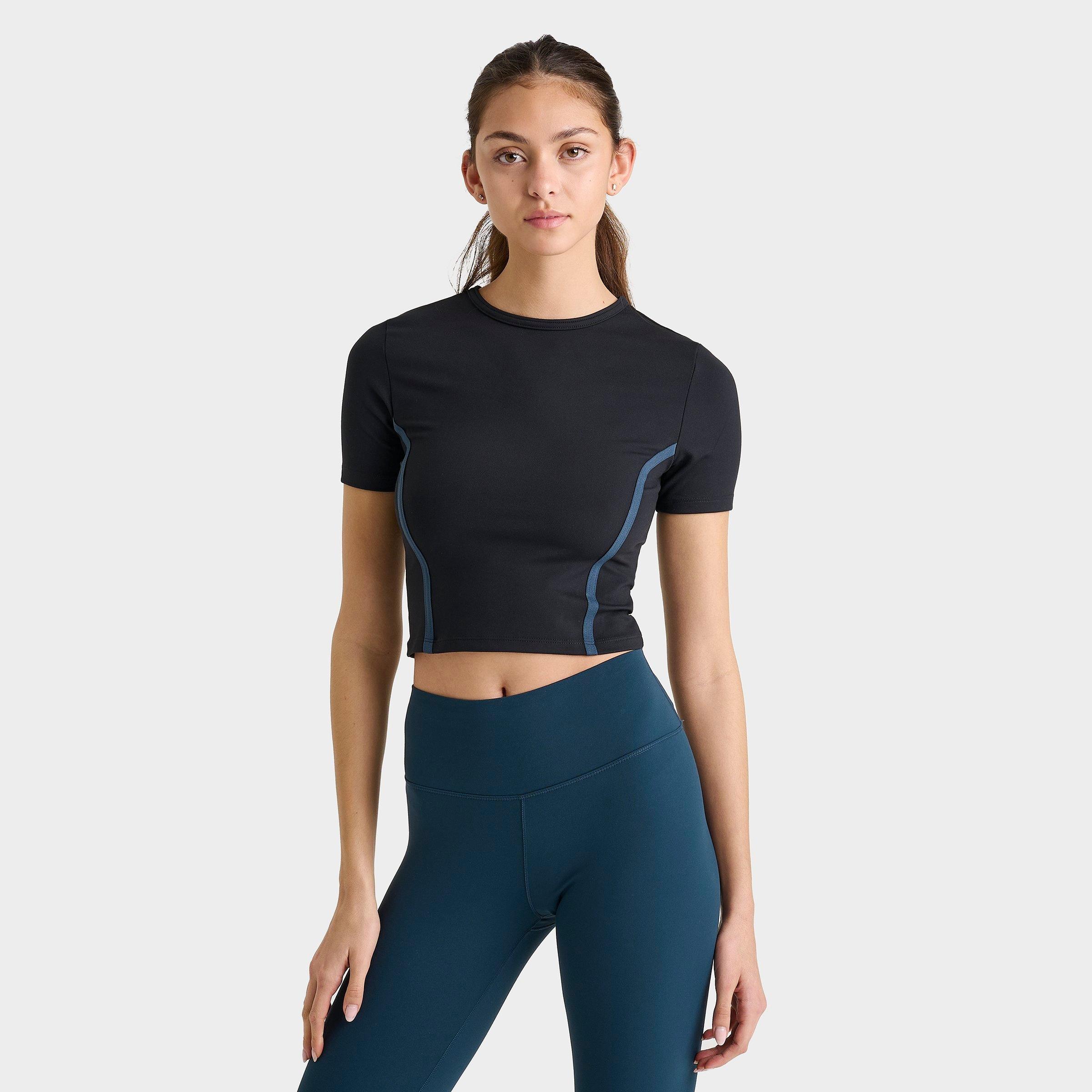 Nike Women's One Dri-FIT Short-Sleeve Fitted T-Shirt in Black/Black Size Medium Polyester/Spandex