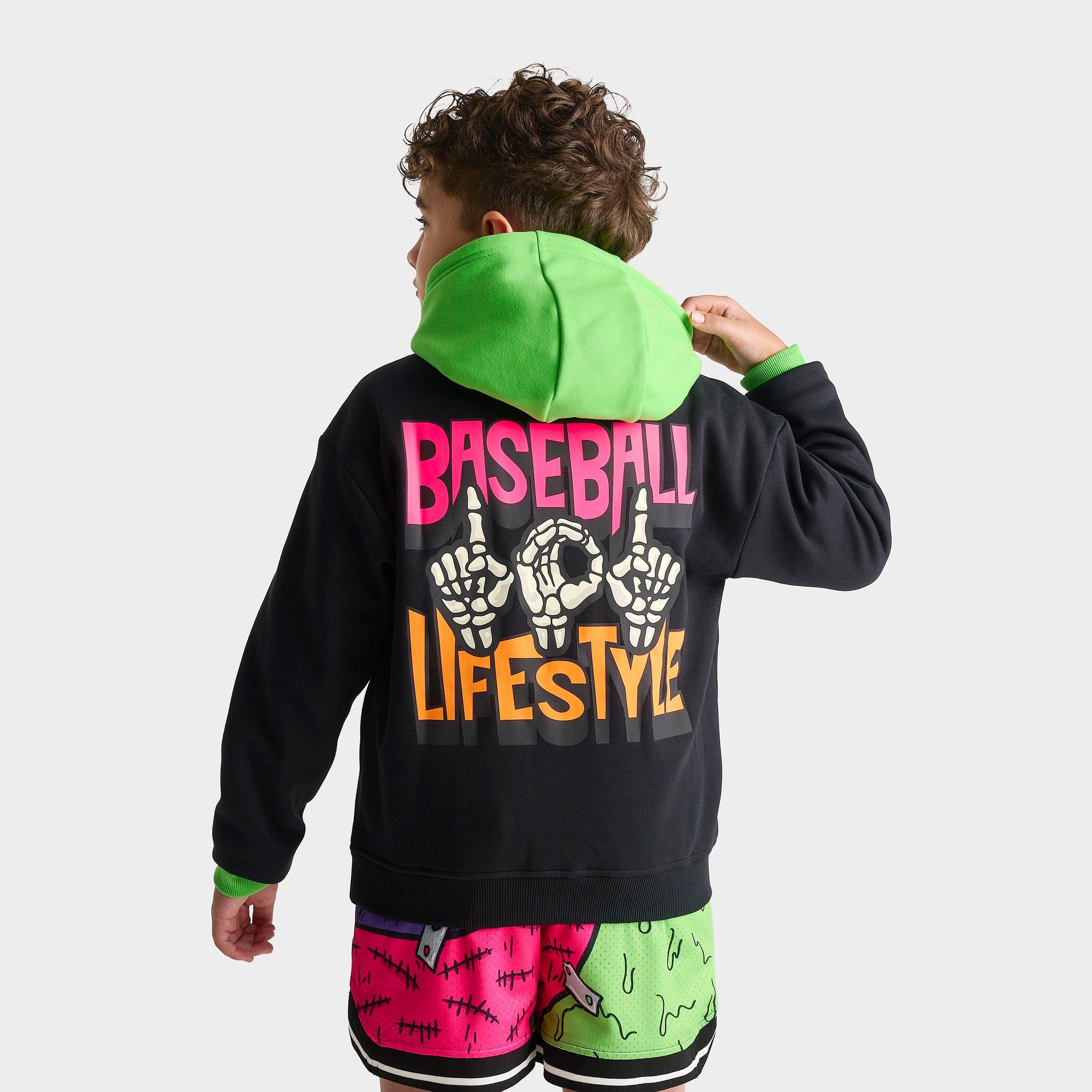 Baseball Lifestyle 101 Big Kids Skeleton Pullover Hoodie