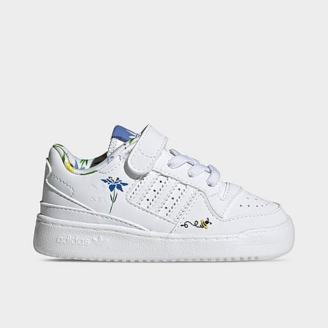 Adidas Originals Babies' Adidas Kids' Toddler Originals Forum Low Stretch Lace Recycled Casual Shoes In White/blue Fusion/green