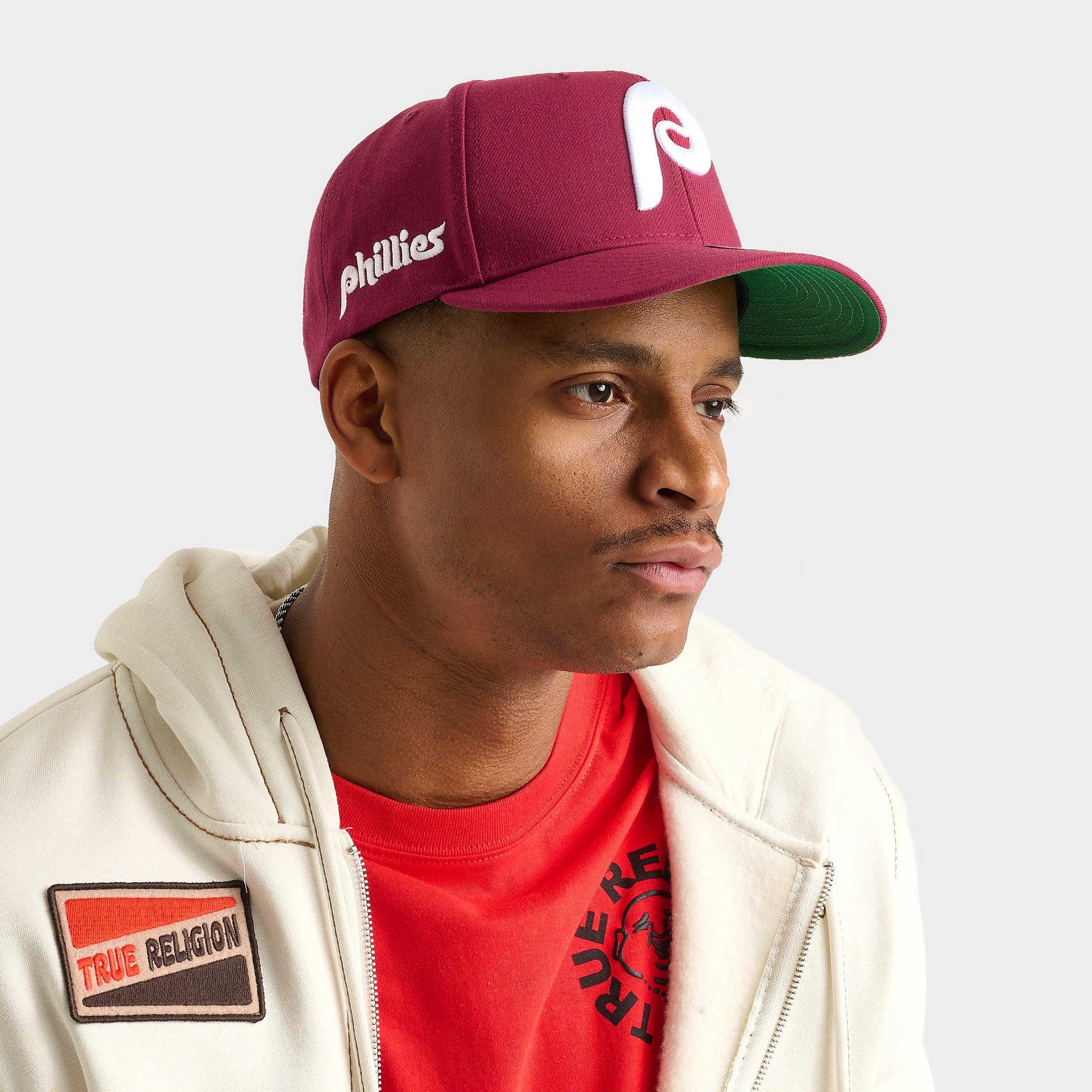 Mitchell & Ness Philadelphia Phillies MLB Pro Crown Snapback Hat in Maroon/White