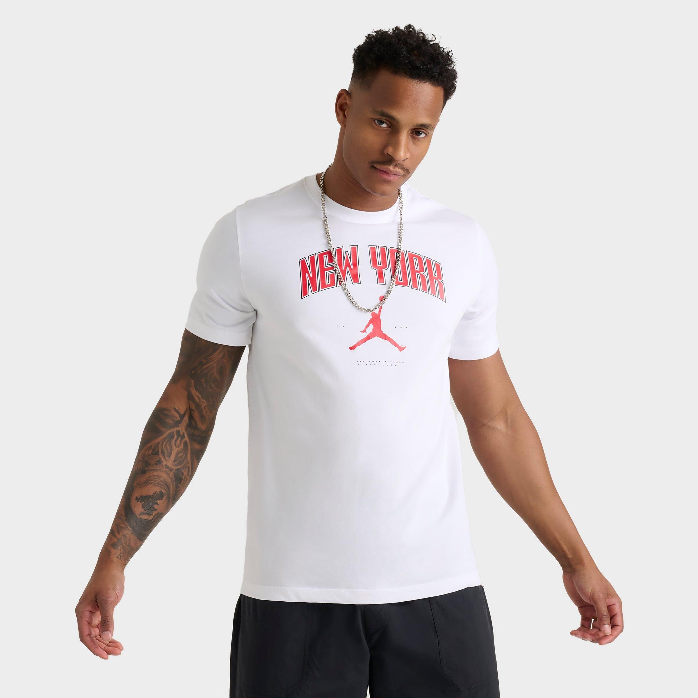 Jordan Men's New York Logo T-Shirt in White Size: Small