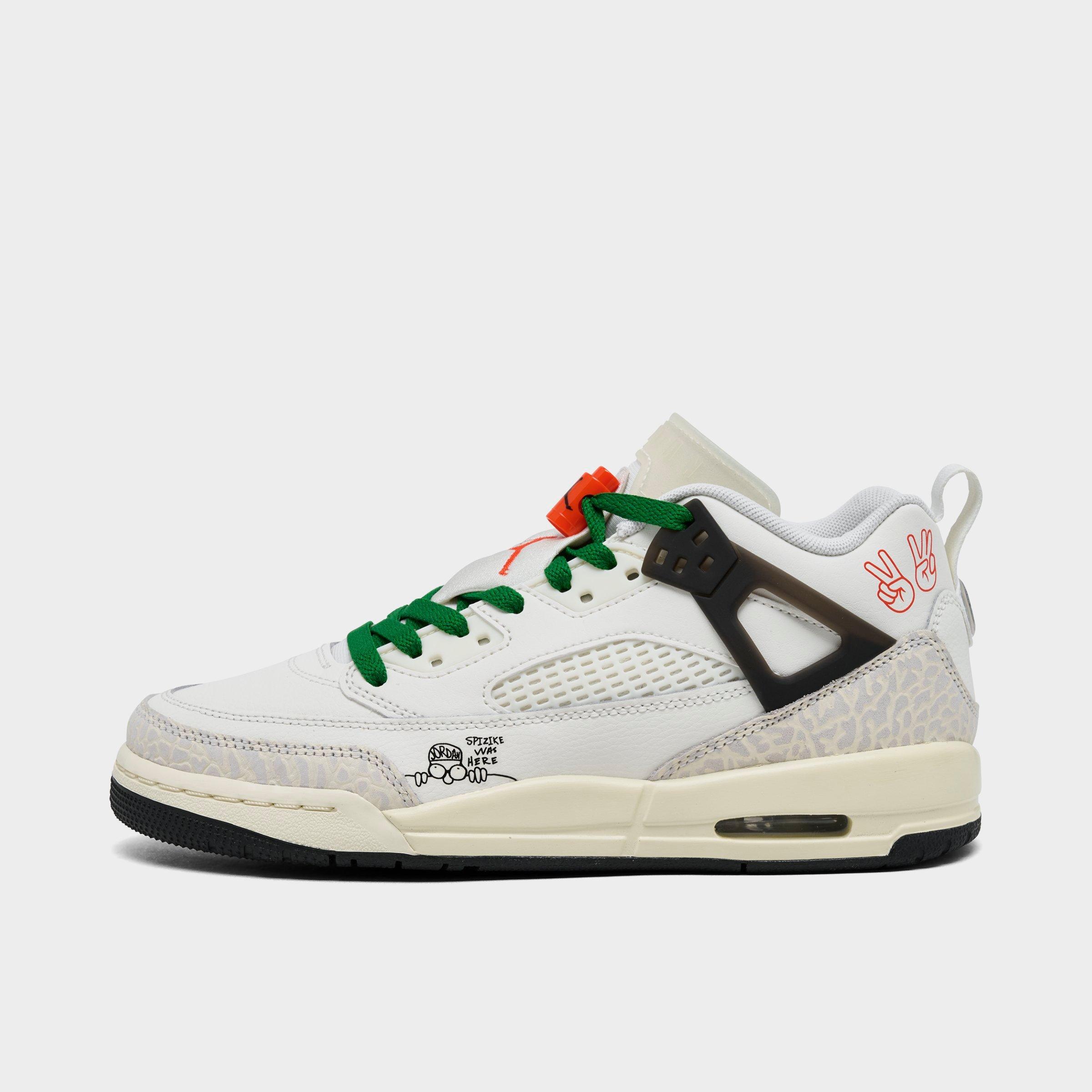 Jordan Big Kids Spizike Low Casual Shoes in Sail/Black/Pine Green Size: 3.5