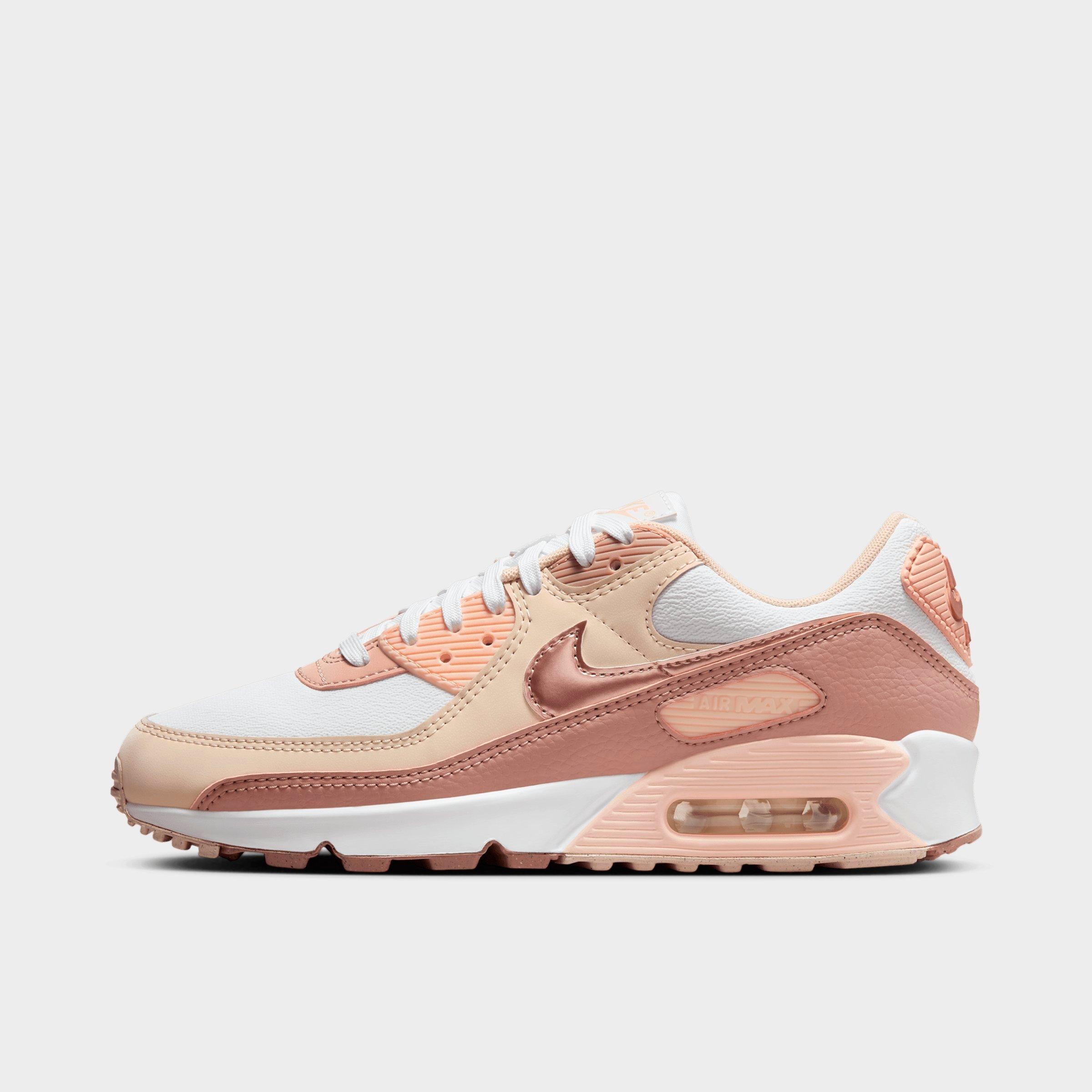 Nike Women's Air Max 90 Next Nature Premium Casual Shoes in White/Particle Pink/Washed Coral Size: 5.0