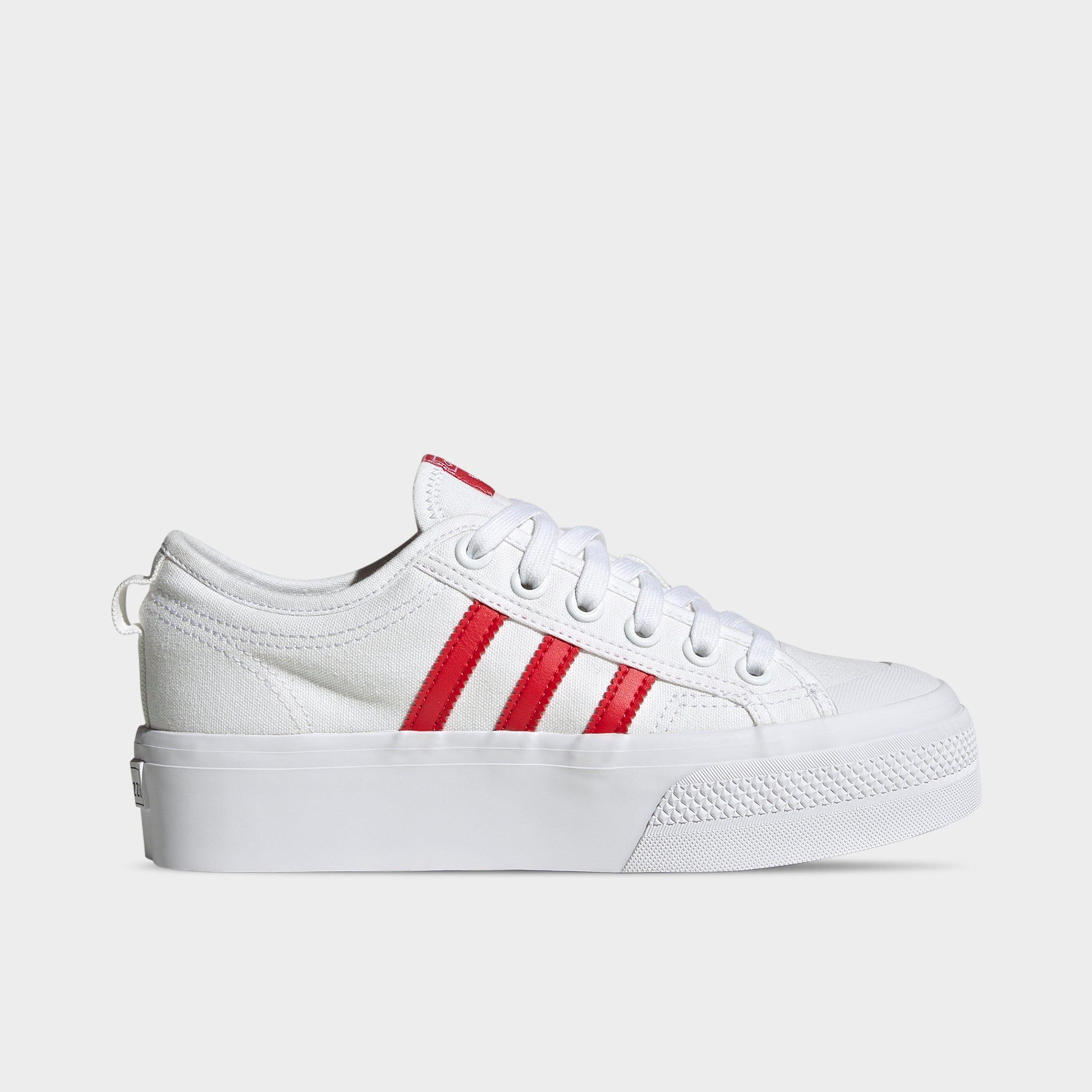 Adidas Originals Nizza Platform Sneaker In White/better Scarlet/black