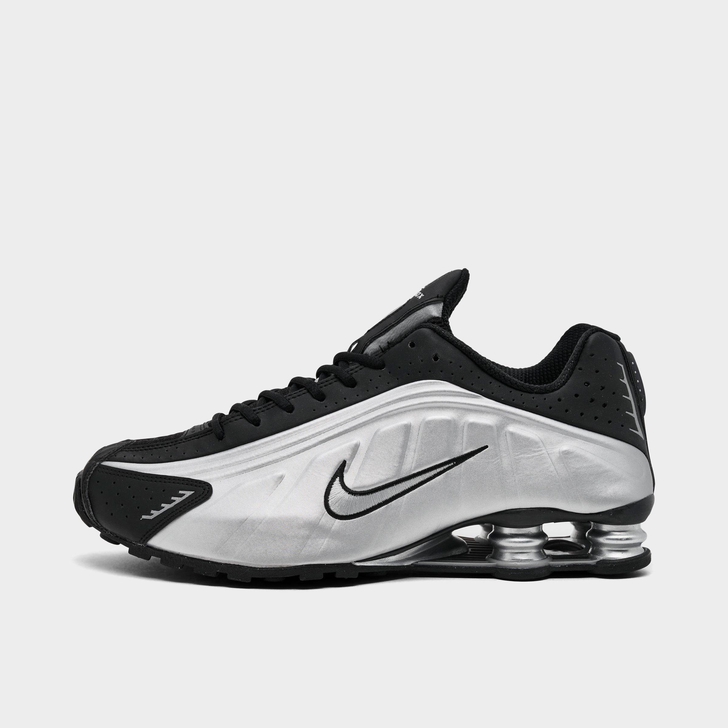 Nike Men's Shox R4 Casual Shoes in Metallic Silver/Black/Metallic Silver Size: 7.5