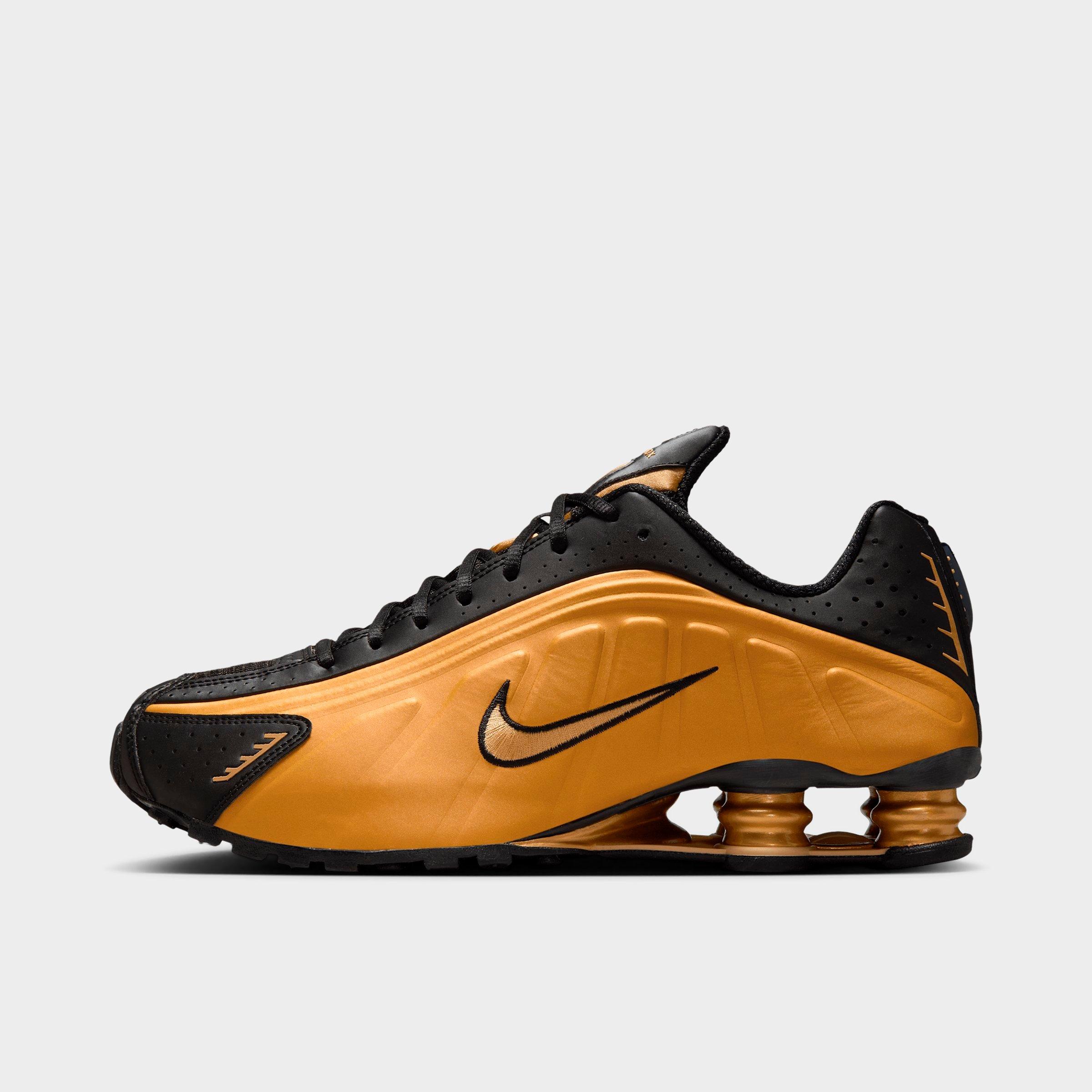 Nike Men's Shox R4 Casual Shoes in Metallic Gold/Black/Metallic Gold Size: 14.0
