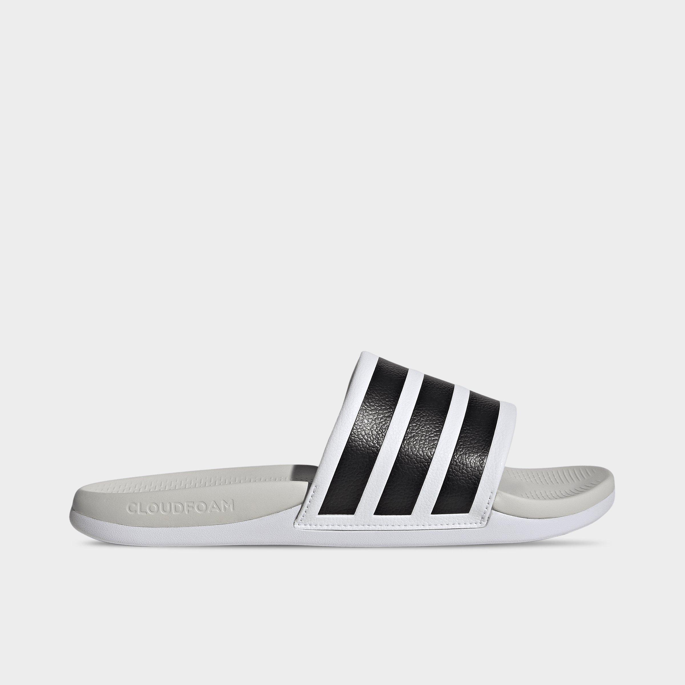 adidas Women's Adilette Comfort 2.0 Slide Sandals in Cloud White/Core Black/Crystal White Size: 5.0