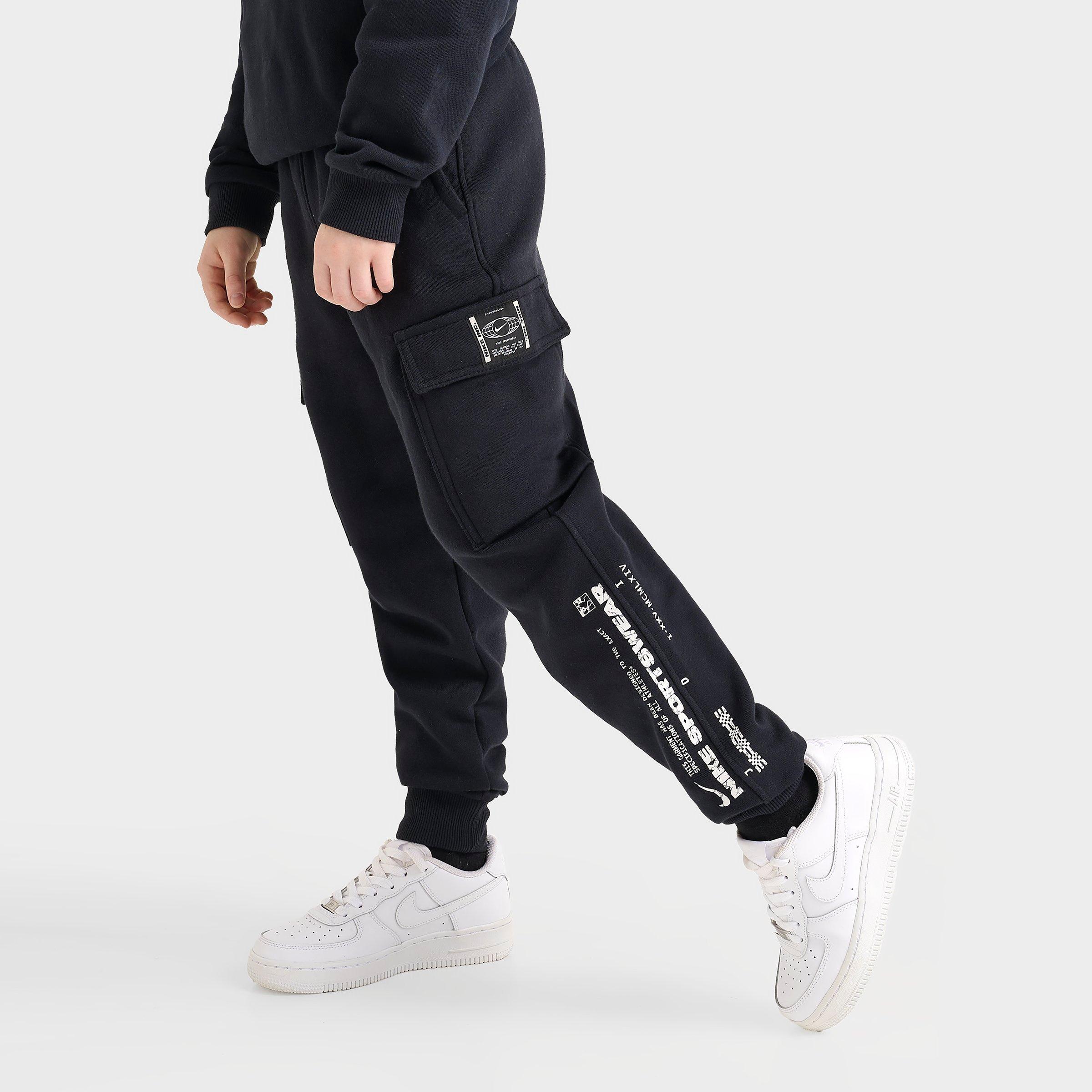 Nike Kids' Sportswear Club Fleece Cargo Jogger Pants In Black/white