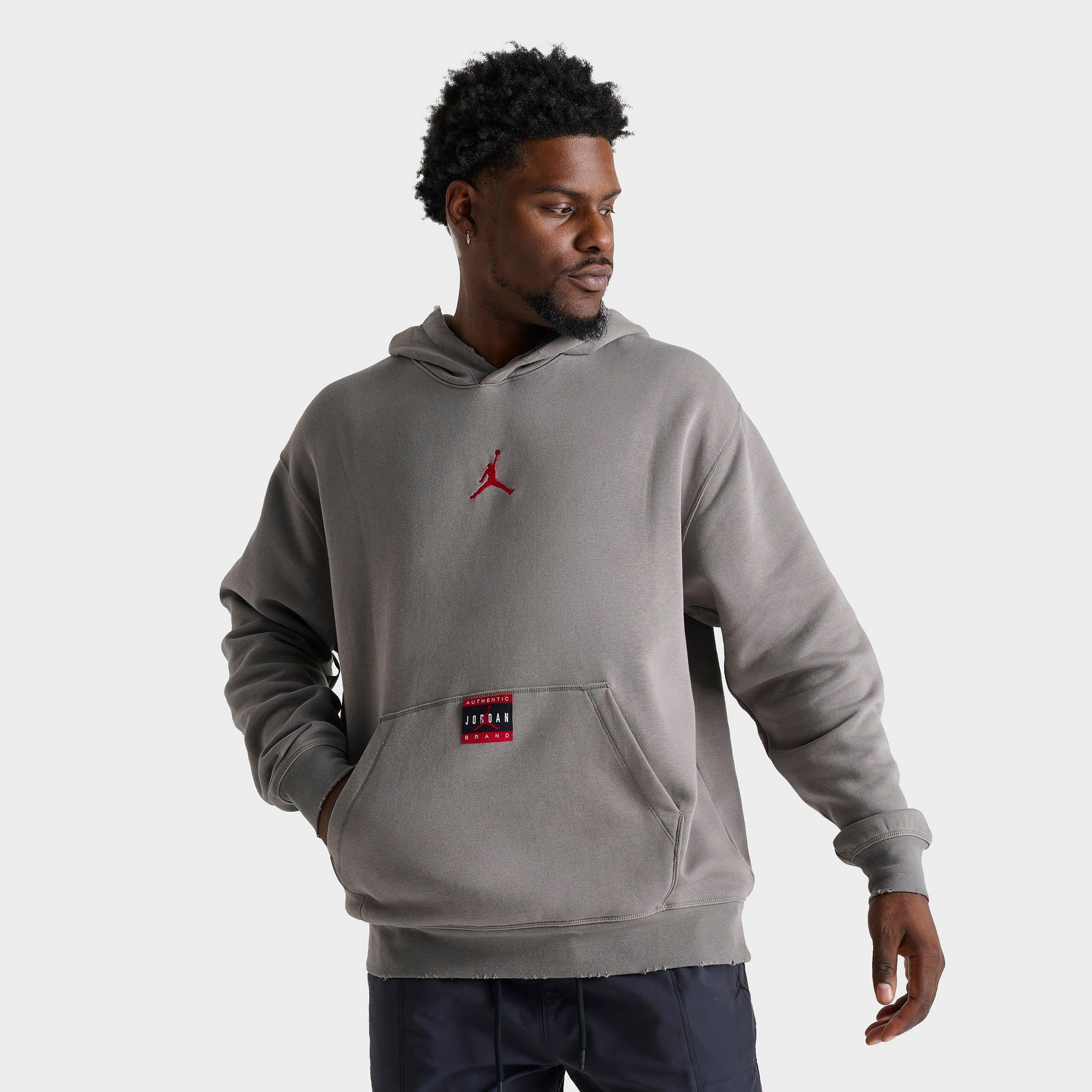 Jordan Men's Brooklyn Fleece Meant To Fly Pullover Hoodie in Grey/Flat Pewter Size Medium Cotton/Polyester/Fleece