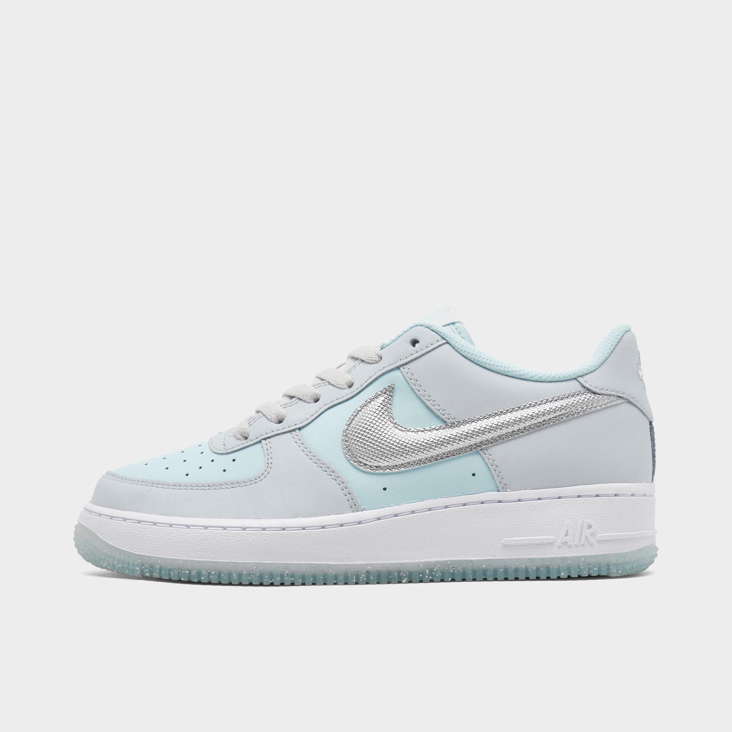 Nike Air Force 1 Big Kids' Shoes In Pure Platinum/metallic Silver/glacier Blue